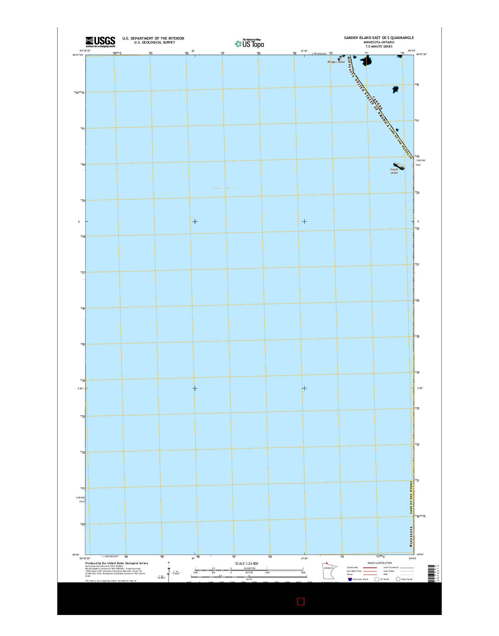 USGS US TOPO 7.5-MINUTE MAP FOR GARDEN ISLAND EAST OE S, MN-ON 2016