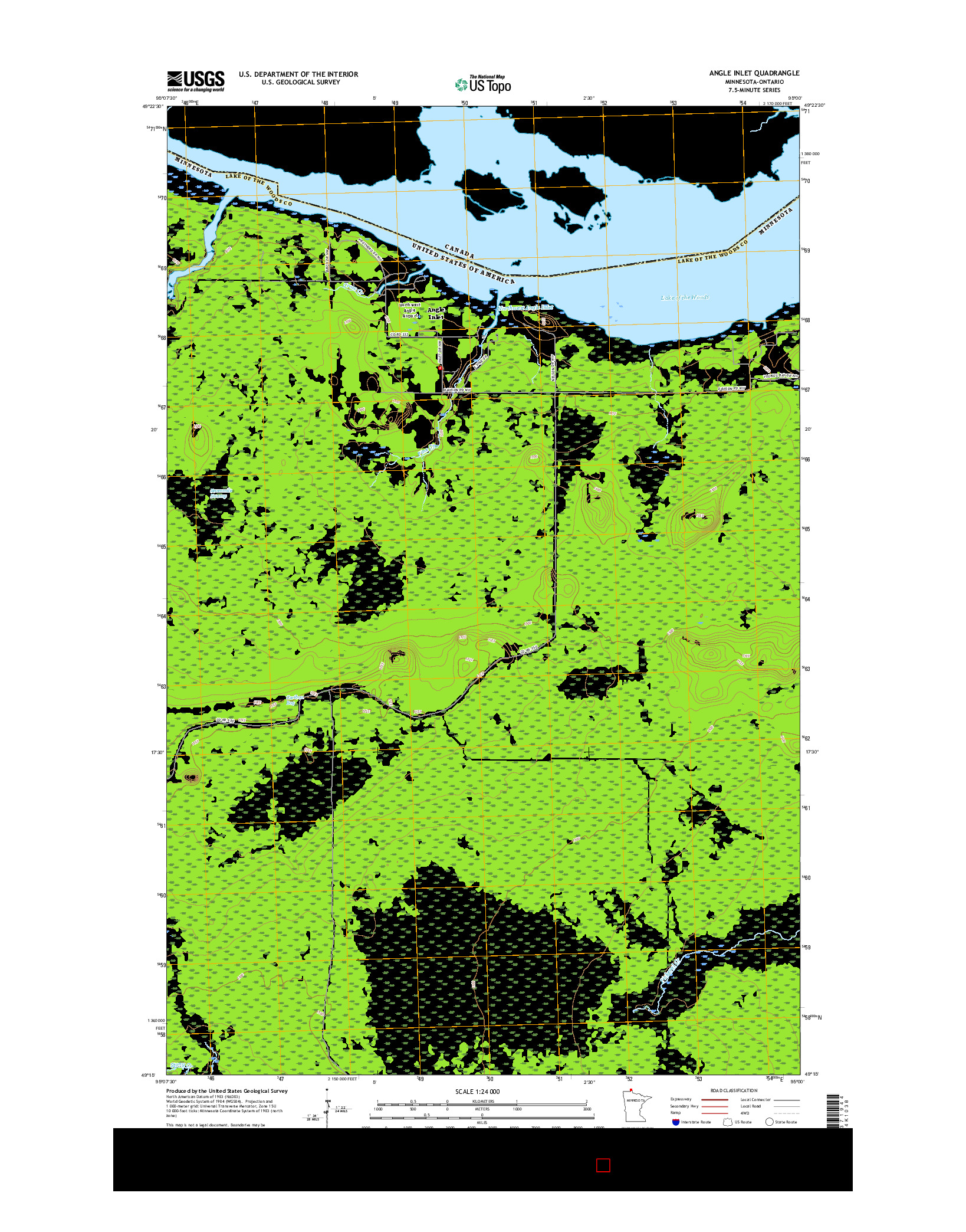 USGS US TOPO 7.5-MINUTE MAP FOR ANGLE INLET, MN-ON 2016