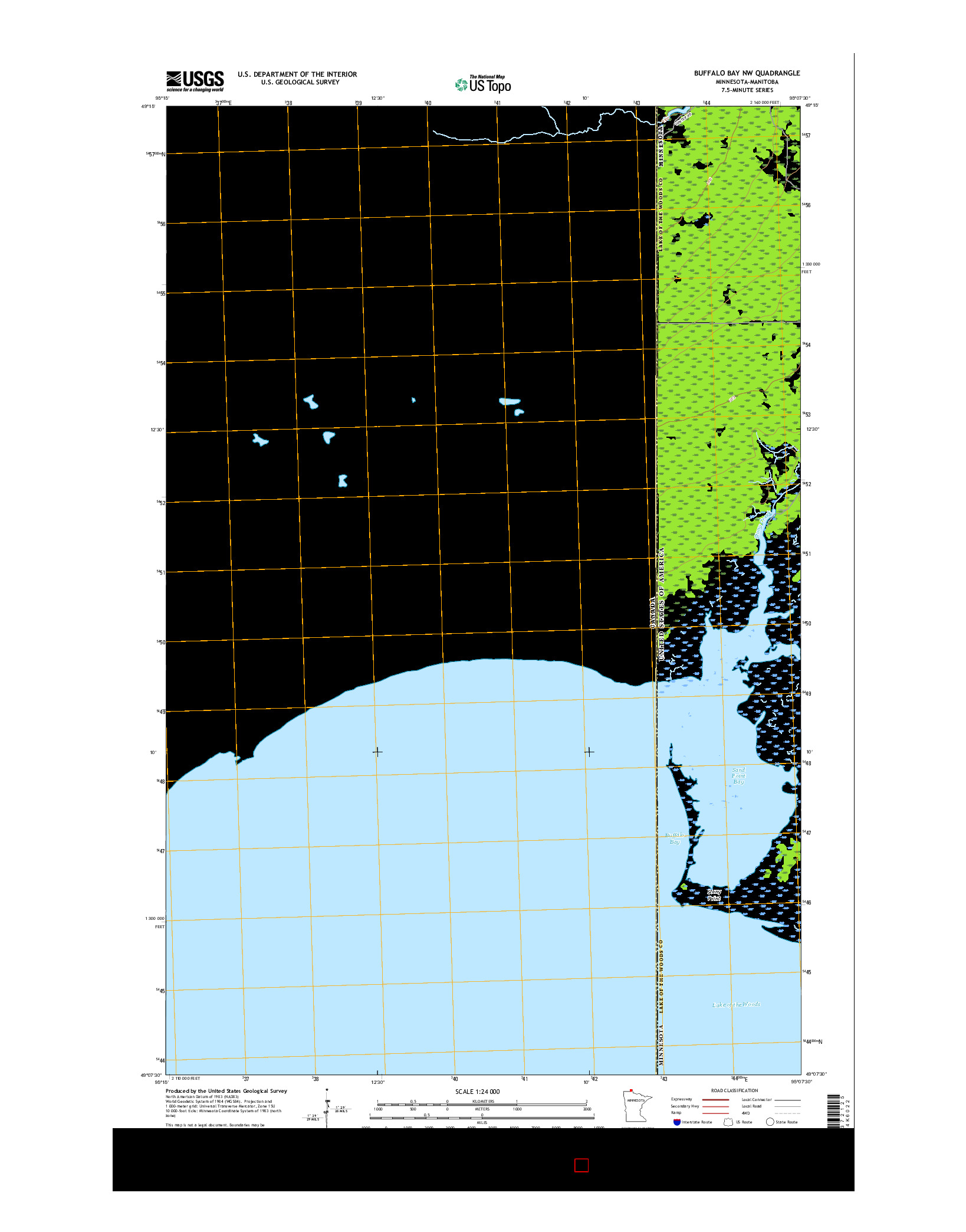 USGS US TOPO 7.5-MINUTE MAP FOR BUFFALO BAY NW, MN-MB 2016