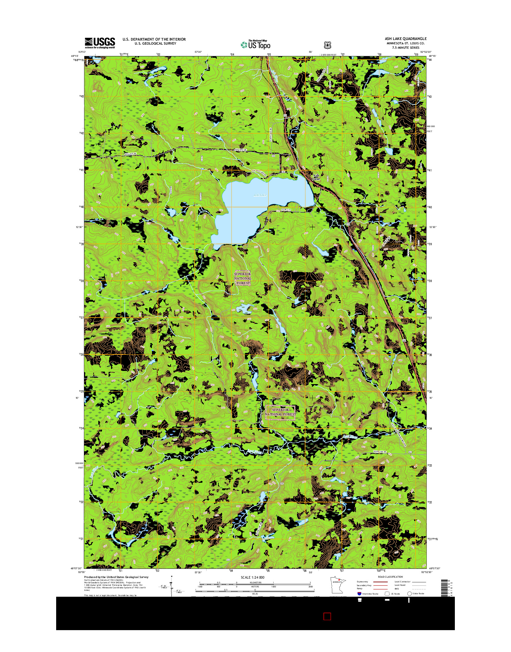 USGS US TOPO 7.5-MINUTE MAP FOR ASH LAKE, MN 2016