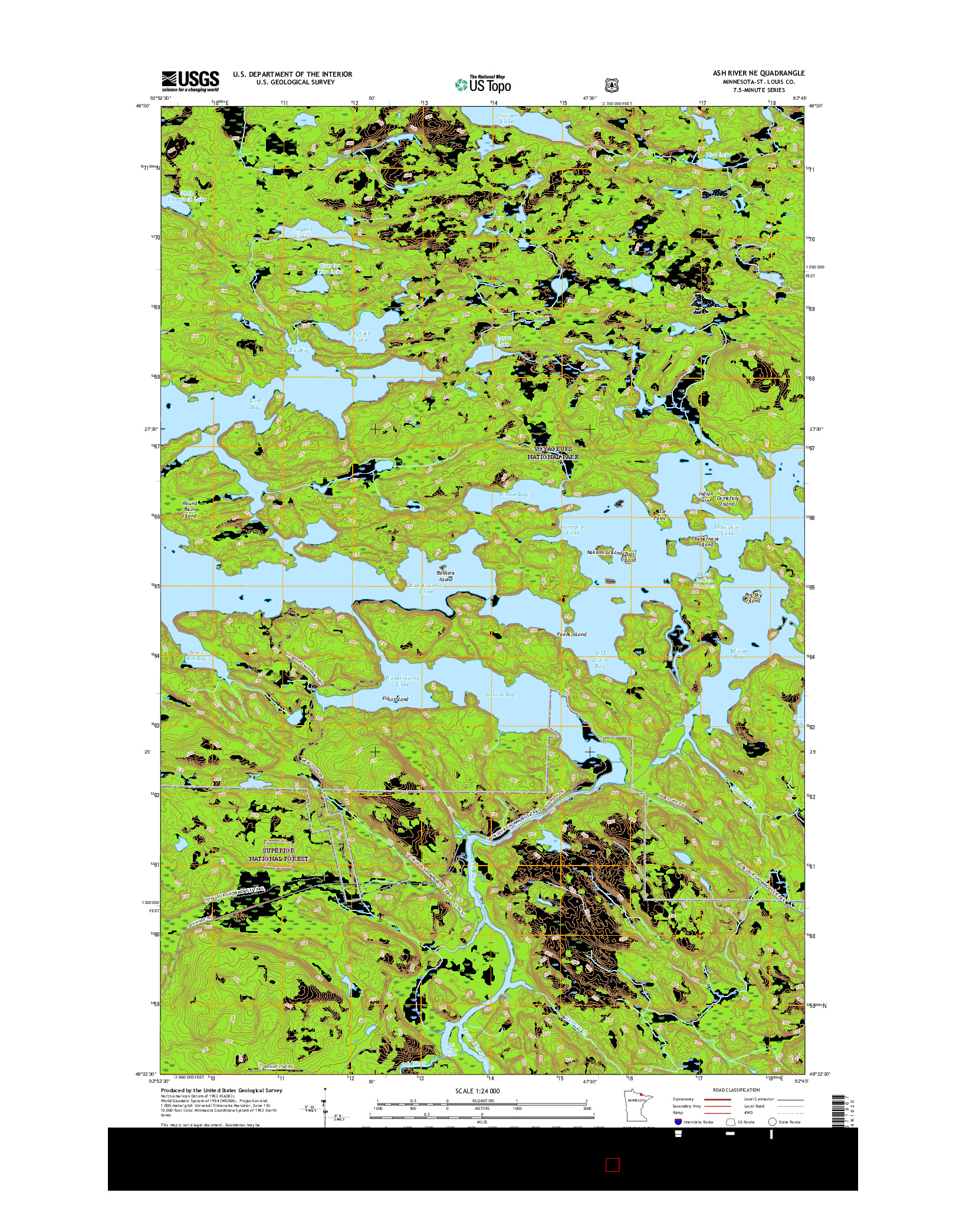 USGS US TOPO 7.5-MINUTE MAP FOR ASH RIVER NE, MN 2016