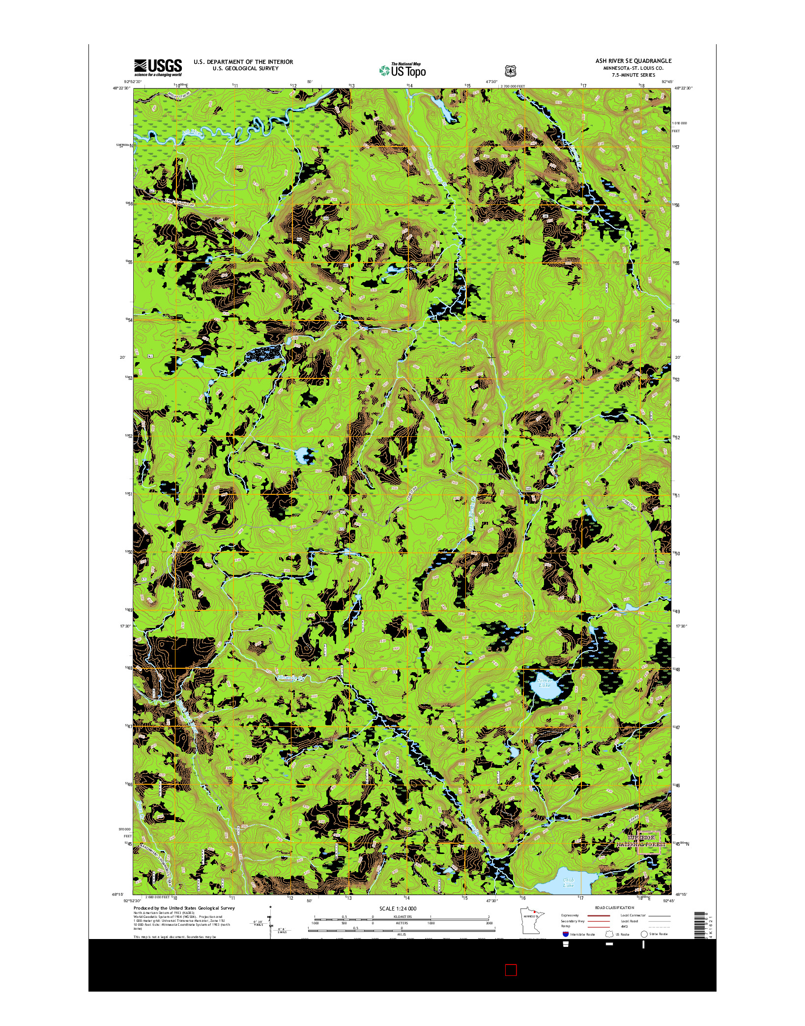 USGS US TOPO 7.5-MINUTE MAP FOR ASH RIVER SE, MN 2016