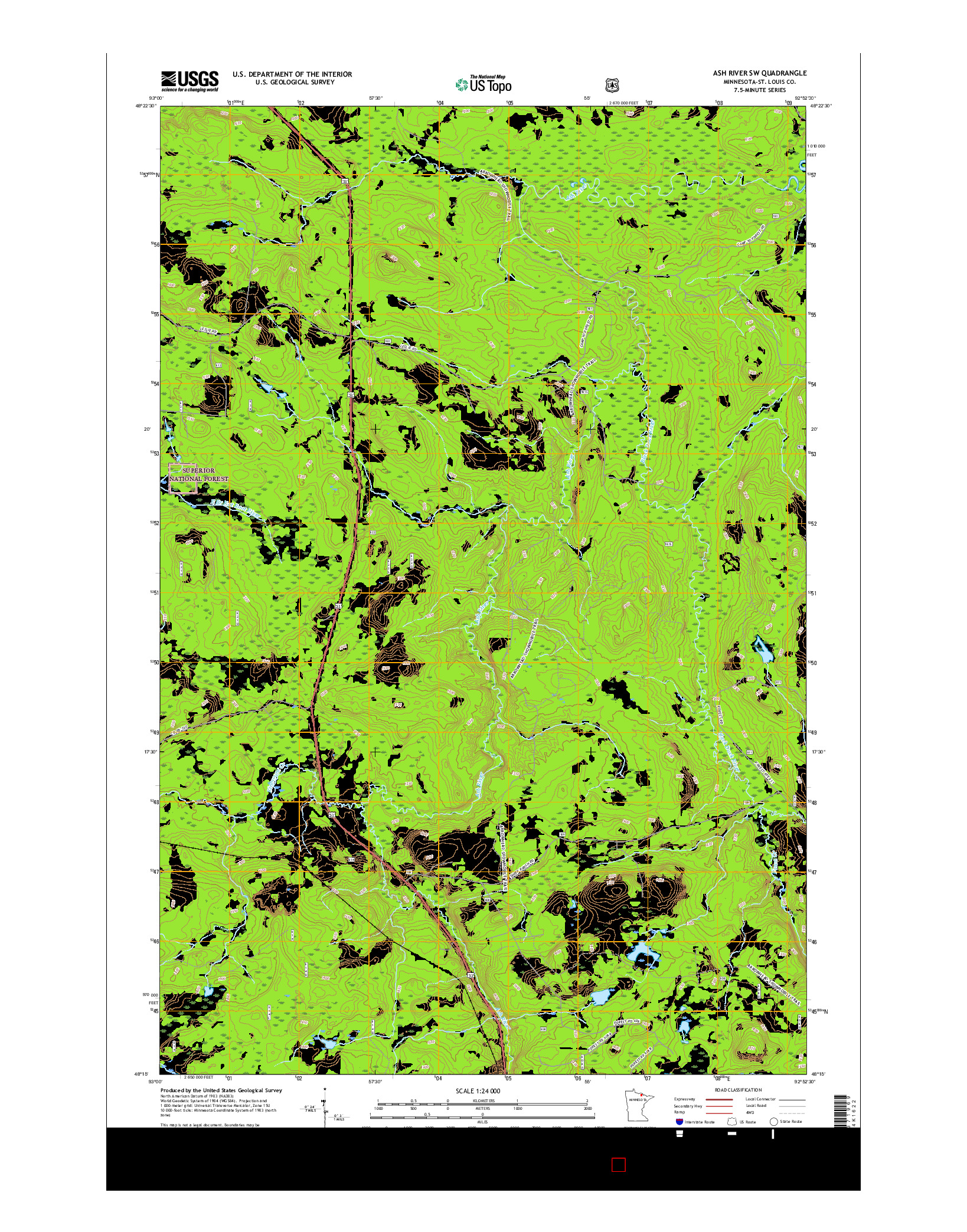 USGS US TOPO 7.5-MINUTE MAP FOR ASH RIVER SW, MN 2016