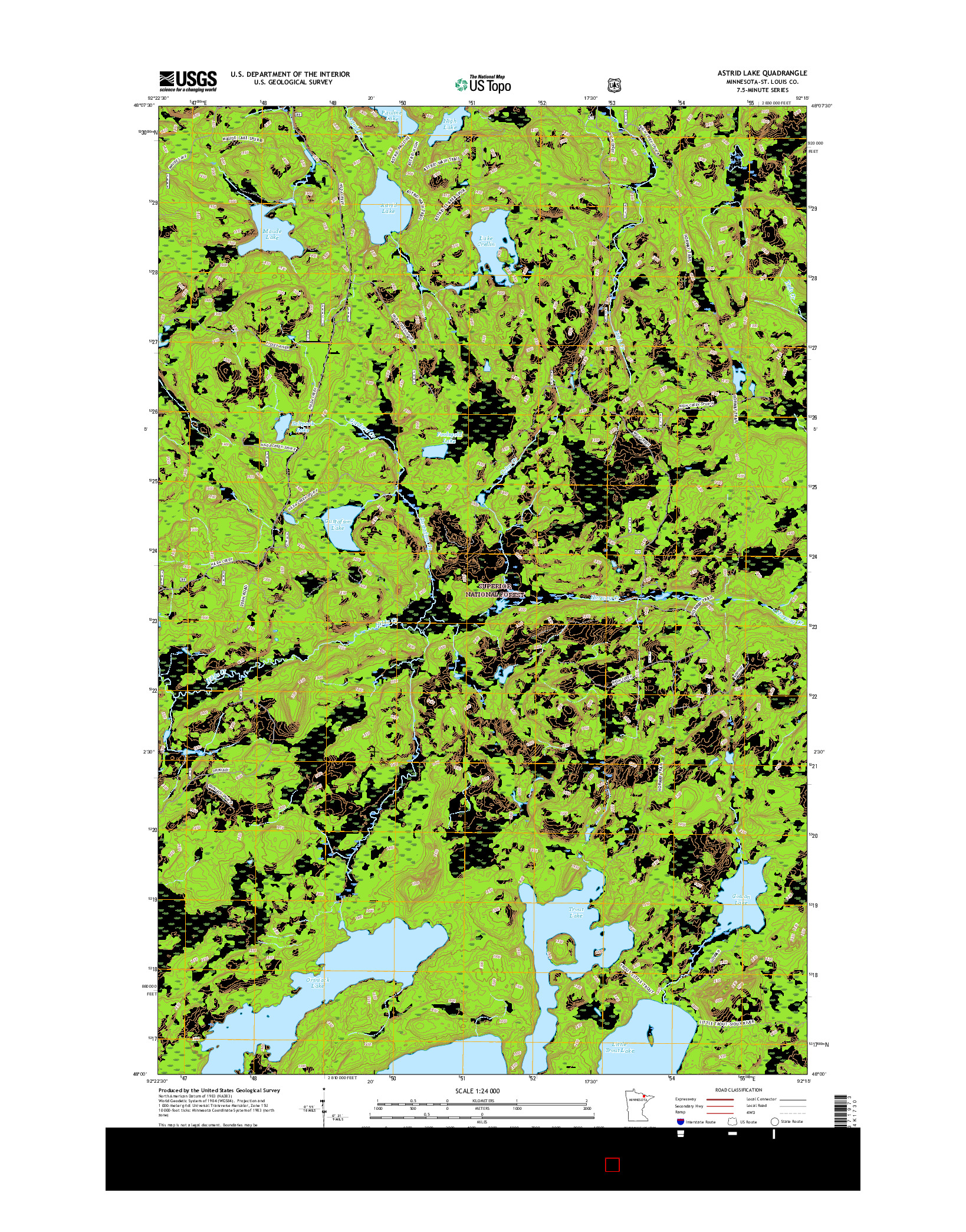 USGS US TOPO 7.5-MINUTE MAP FOR ASTRID LAKE, MN 2016
