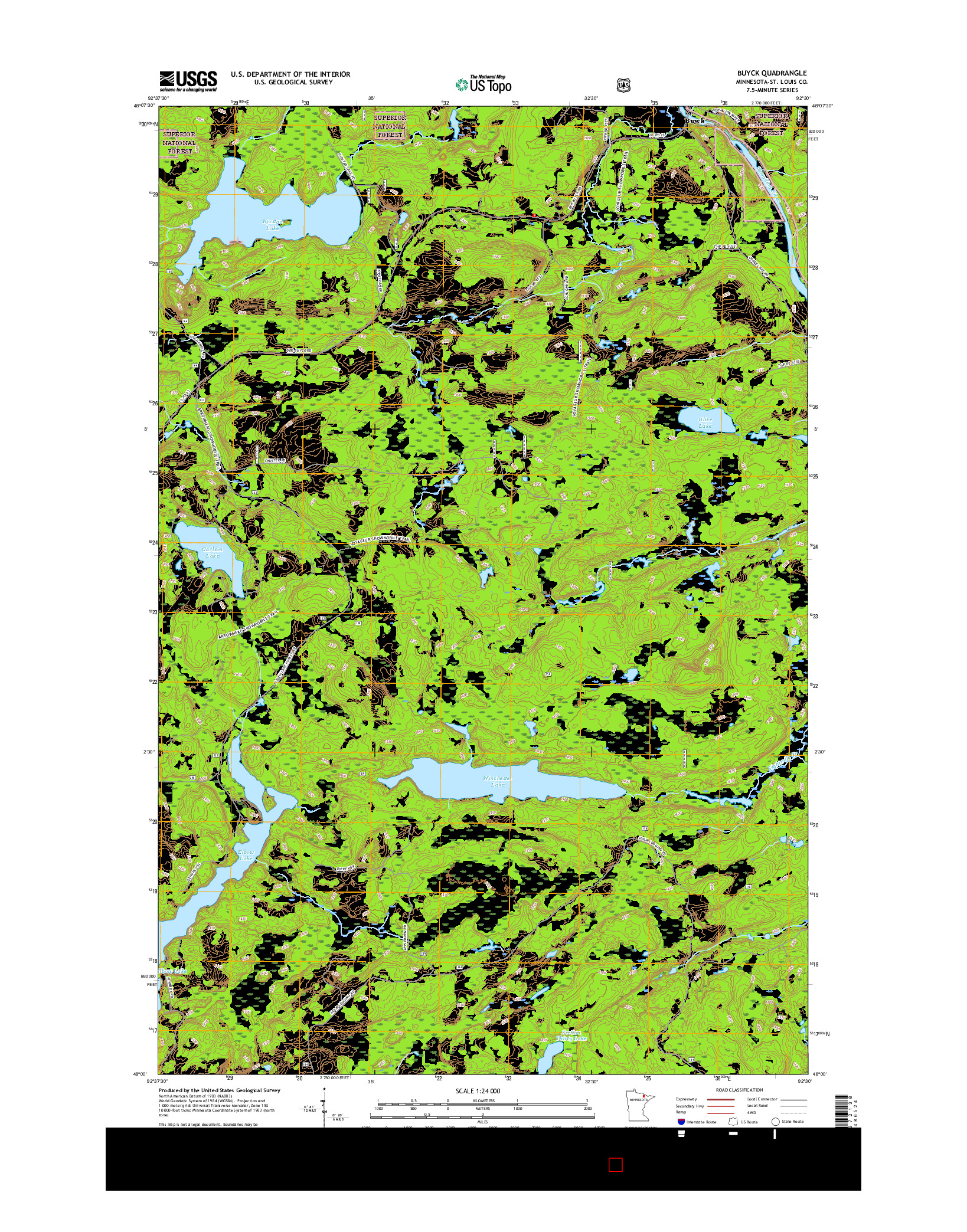 USGS US TOPO 7.5-MINUTE MAP FOR BUYCK, MN 2016