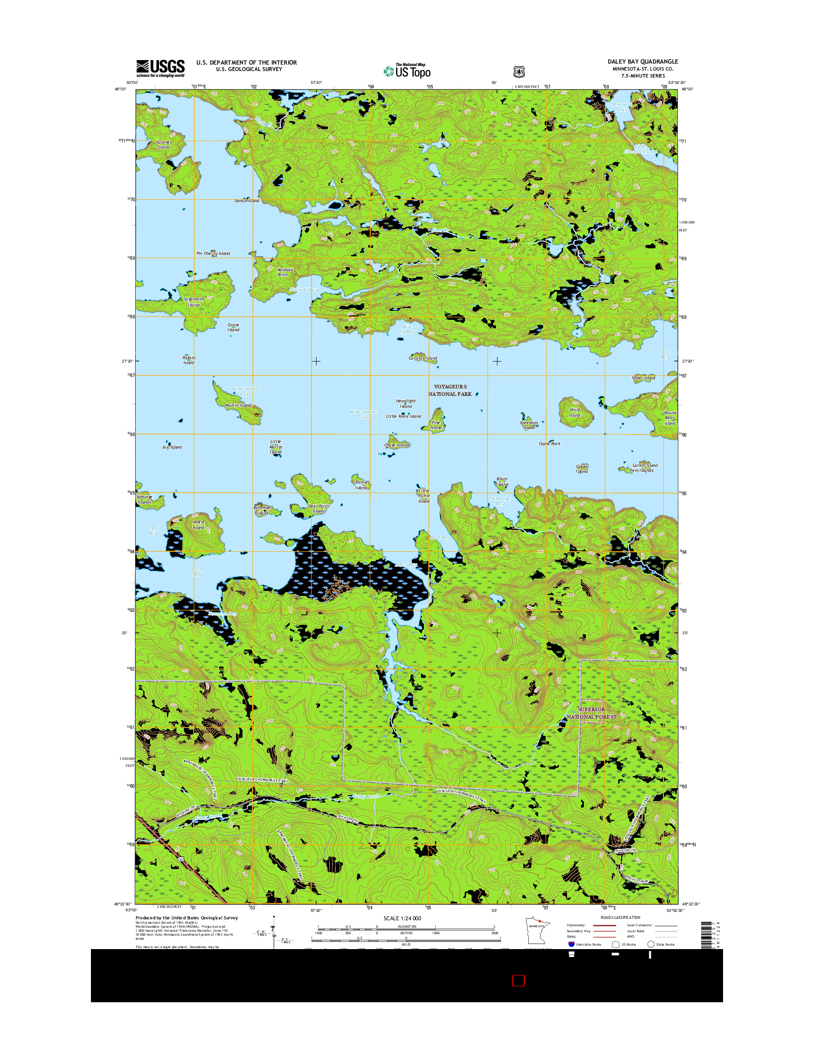 USGS US TOPO 7.5-MINUTE MAP FOR DALEY BAY, MN 2016