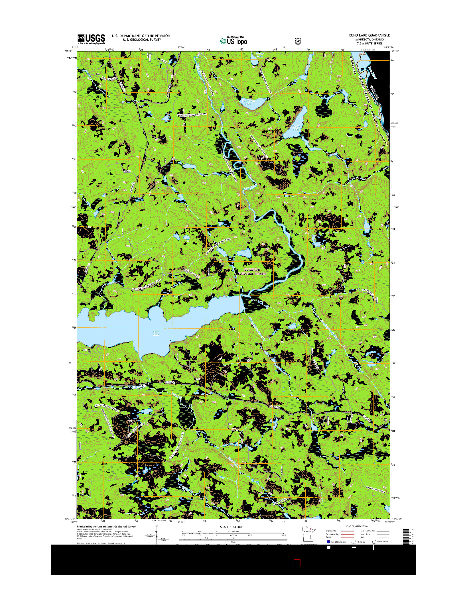USGS US TOPO 7.5-MINUTE MAP FOR ECHO LAKE, MN-ON 2016