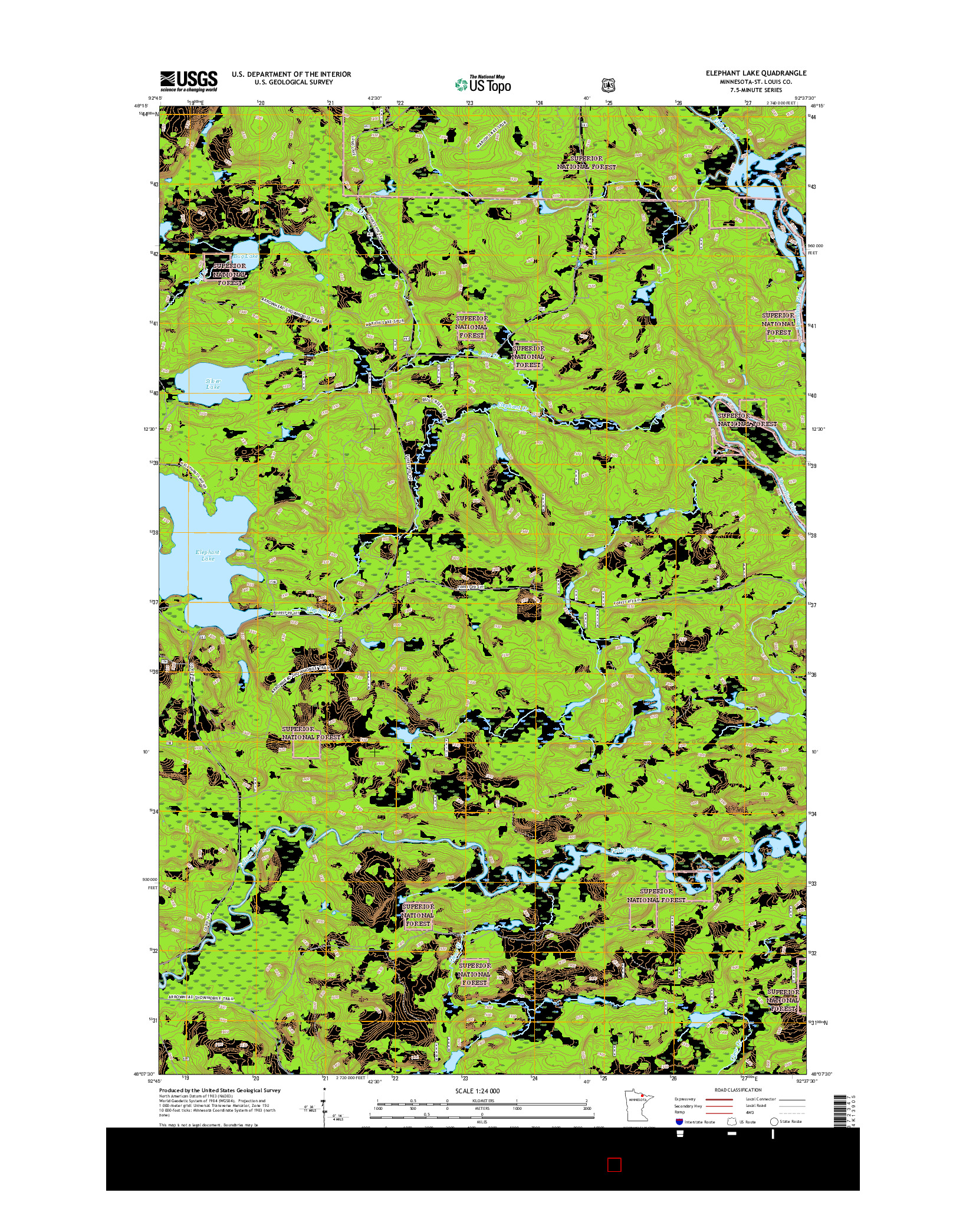USGS US TOPO 7.5-MINUTE MAP FOR ELEPHANT LAKE, MN 2016
