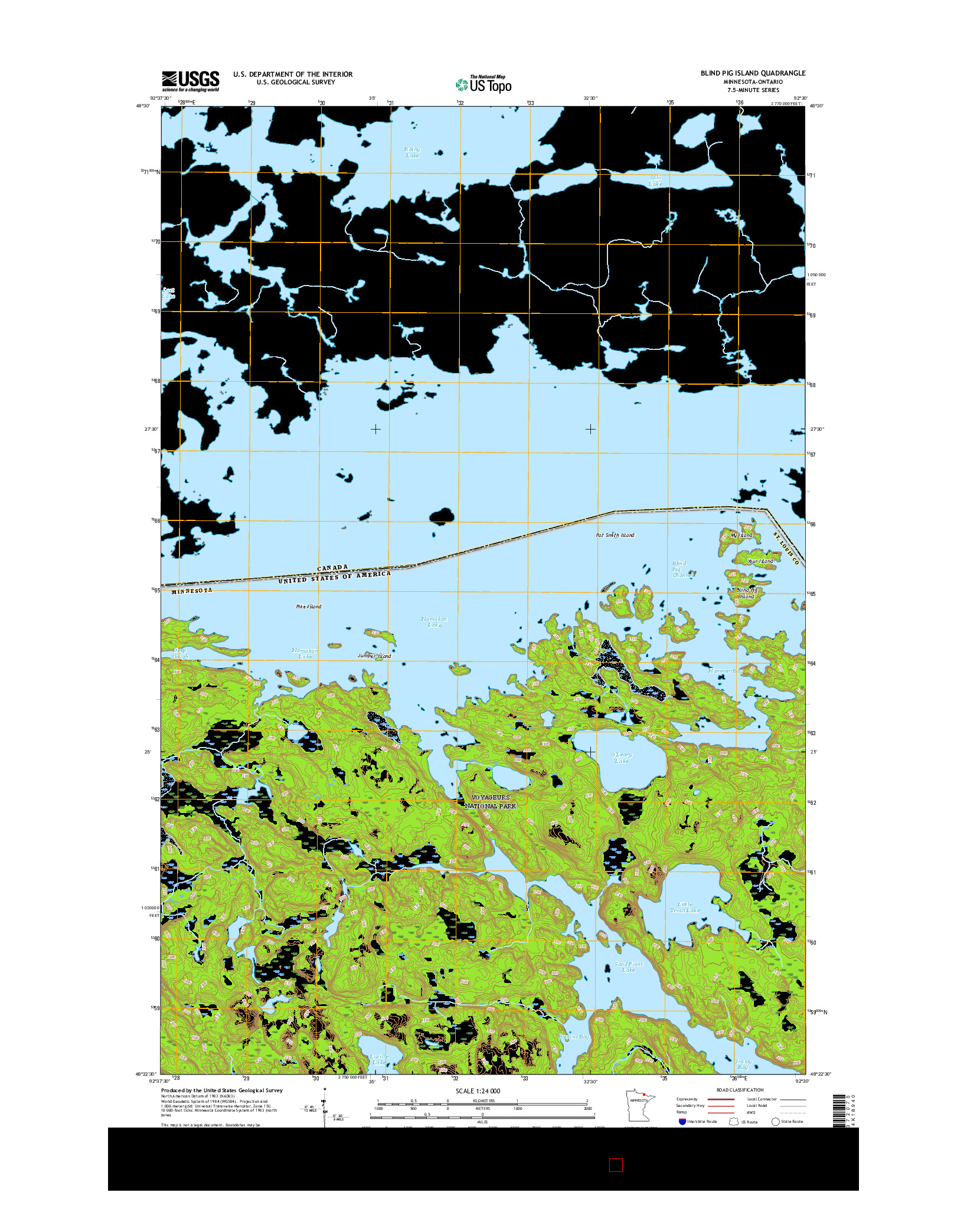 USGS US TOPO 7.5-MINUTE MAP FOR BLIND PIG ISLAND, MN-ON 2016