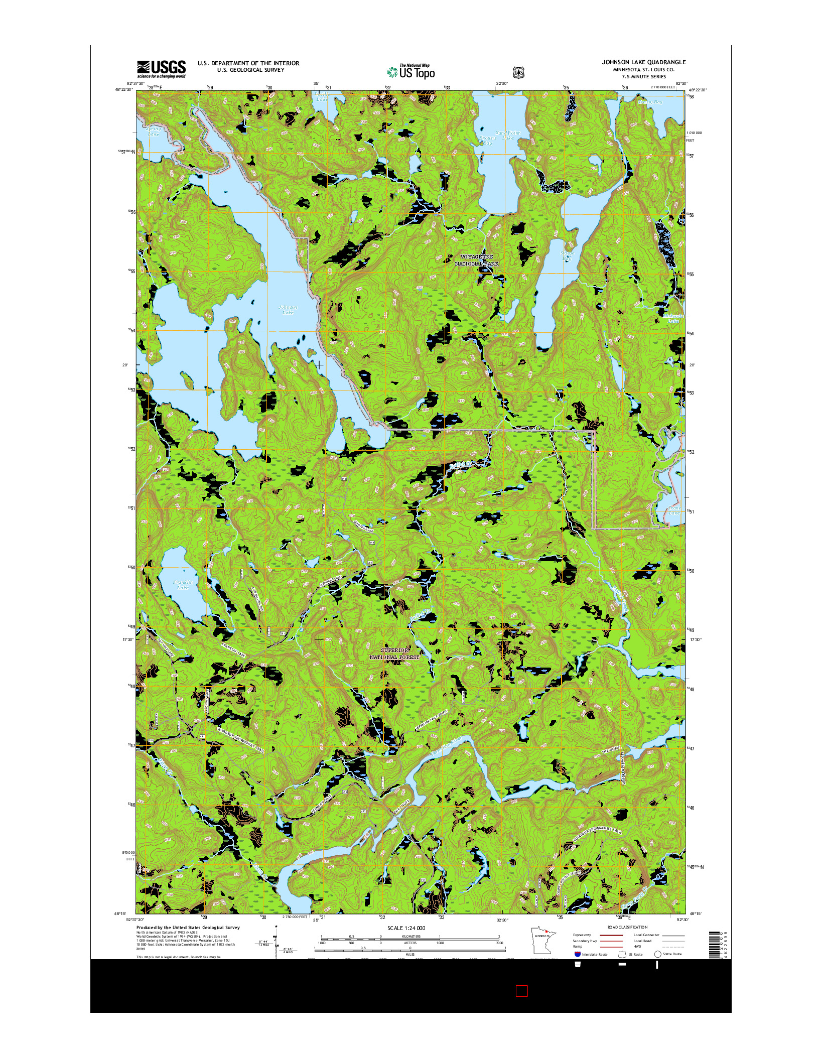 USGS US TOPO 7.5-MINUTE MAP FOR JOHNSON LAKE, MN 2016