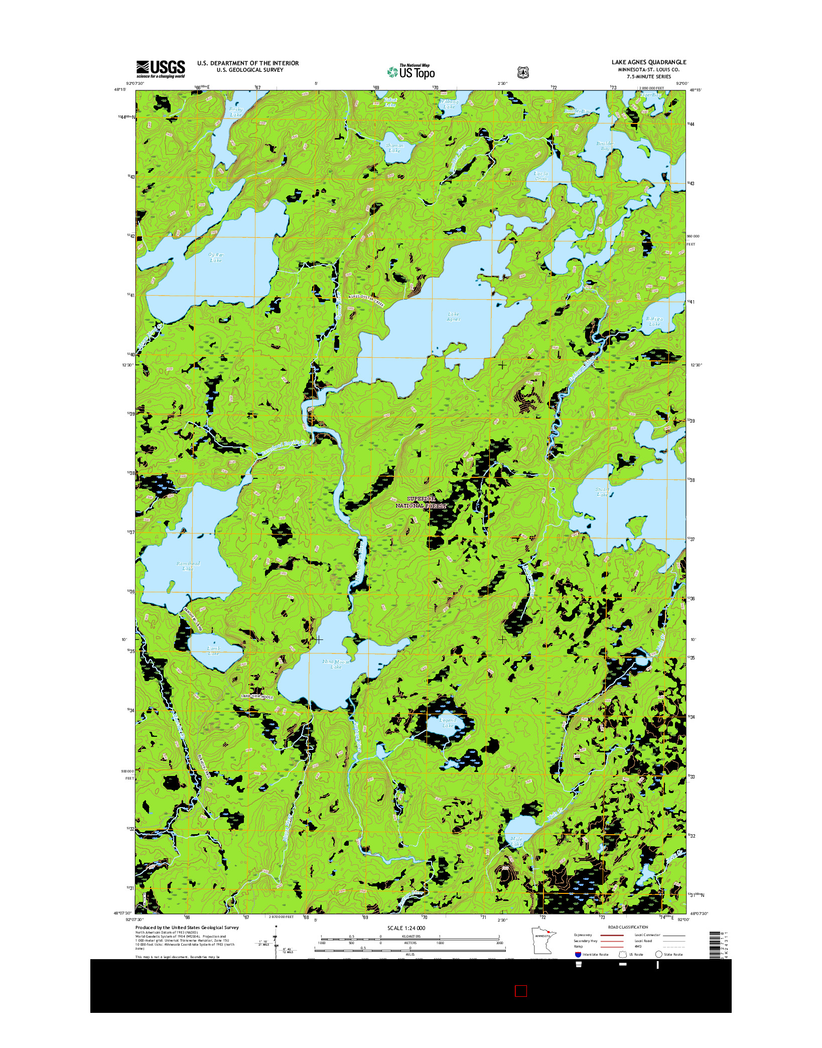 USGS US TOPO 7.5-MINUTE MAP FOR LAKE AGNES, MN 2016