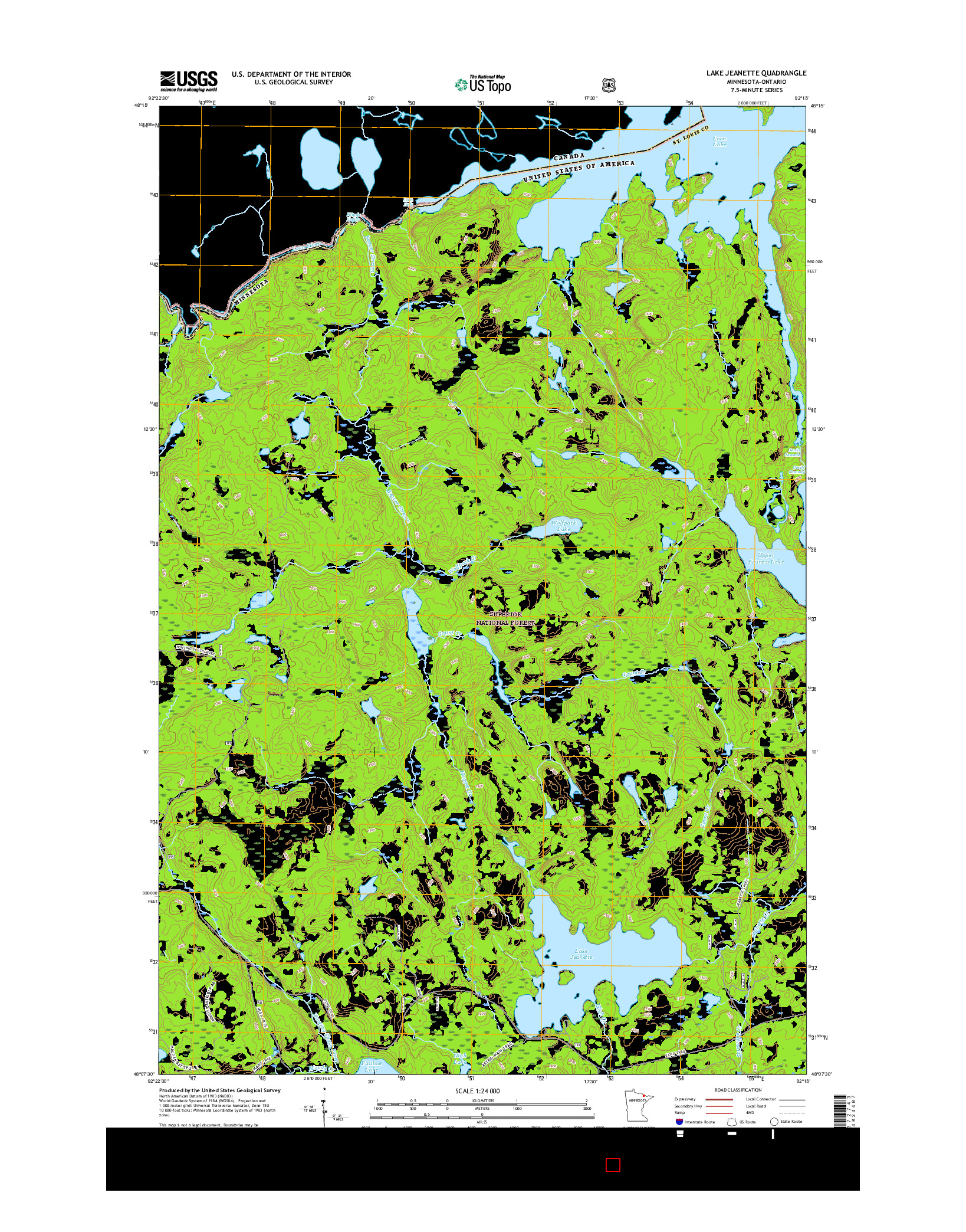 USGS US TOPO 7.5-MINUTE MAP FOR LAKE JEANETTE, MN-ON 2016