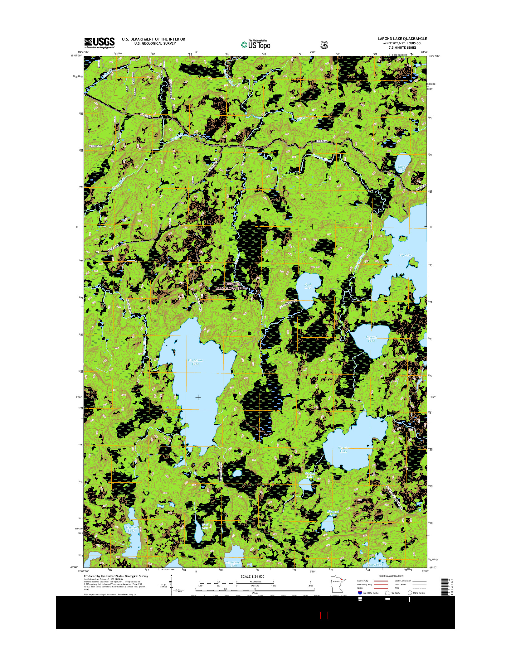 USGS US TOPO 7.5-MINUTE MAP FOR LAPOND LAKE, MN 2016