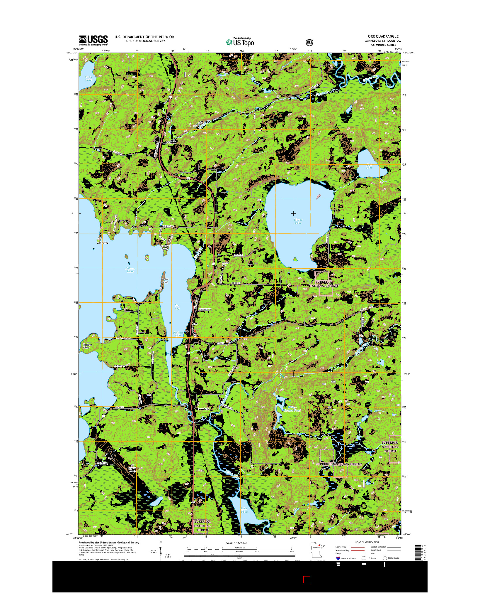 USGS US TOPO 7.5-MINUTE MAP FOR ORR, MN 2016