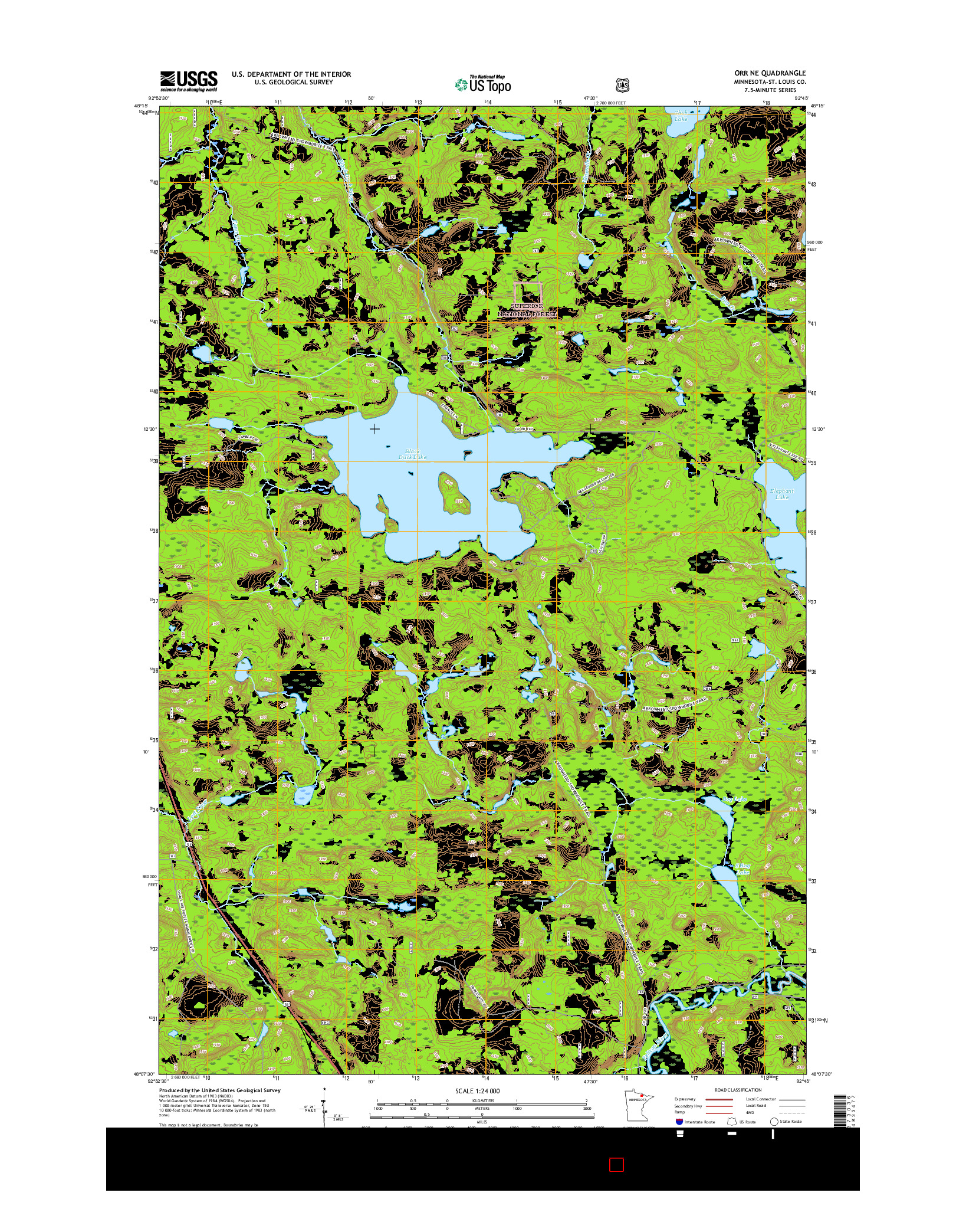 USGS US TOPO 7.5-MINUTE MAP FOR ORR NE, MN 2016