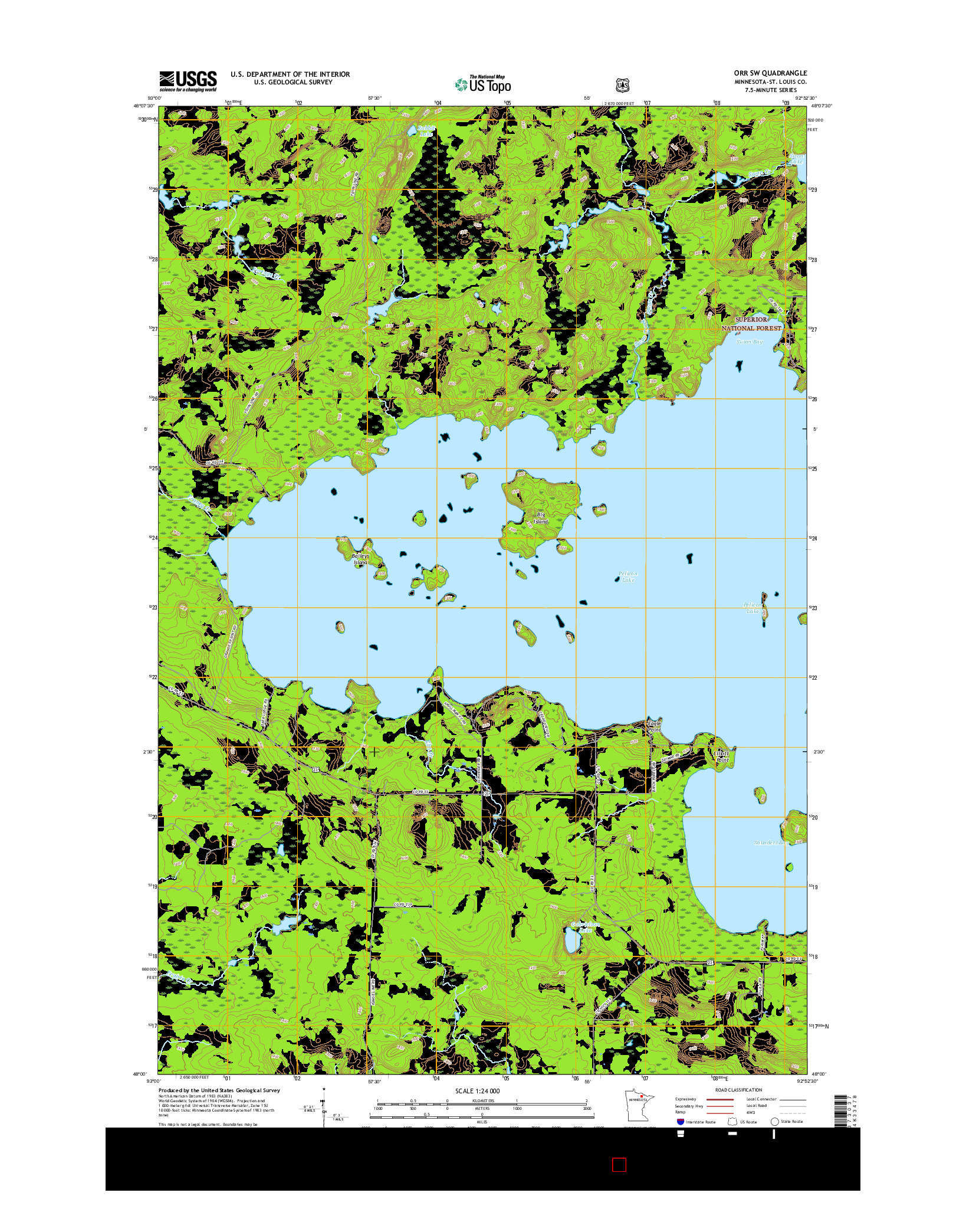 USGS US TOPO 7.5-MINUTE MAP FOR ORR SW, MN 2016