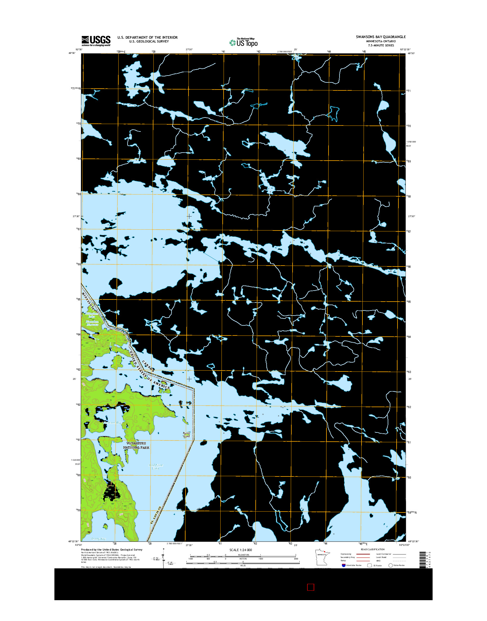 USGS US TOPO 7.5-MINUTE MAP FOR SWANSONS BAY, MN-ON 2016