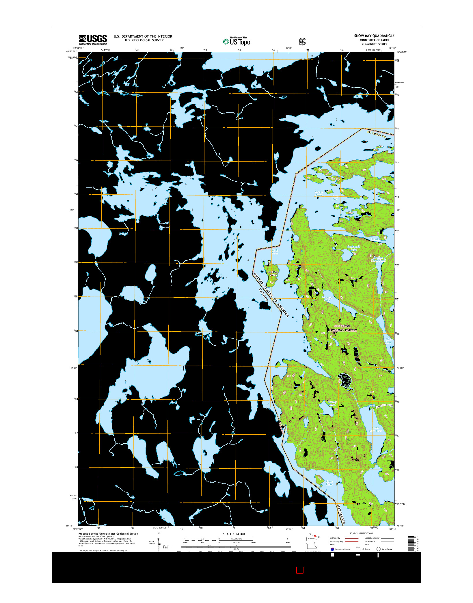 USGS US TOPO 7.5-MINUTE MAP FOR SNOW BAY, MN-ON 2016