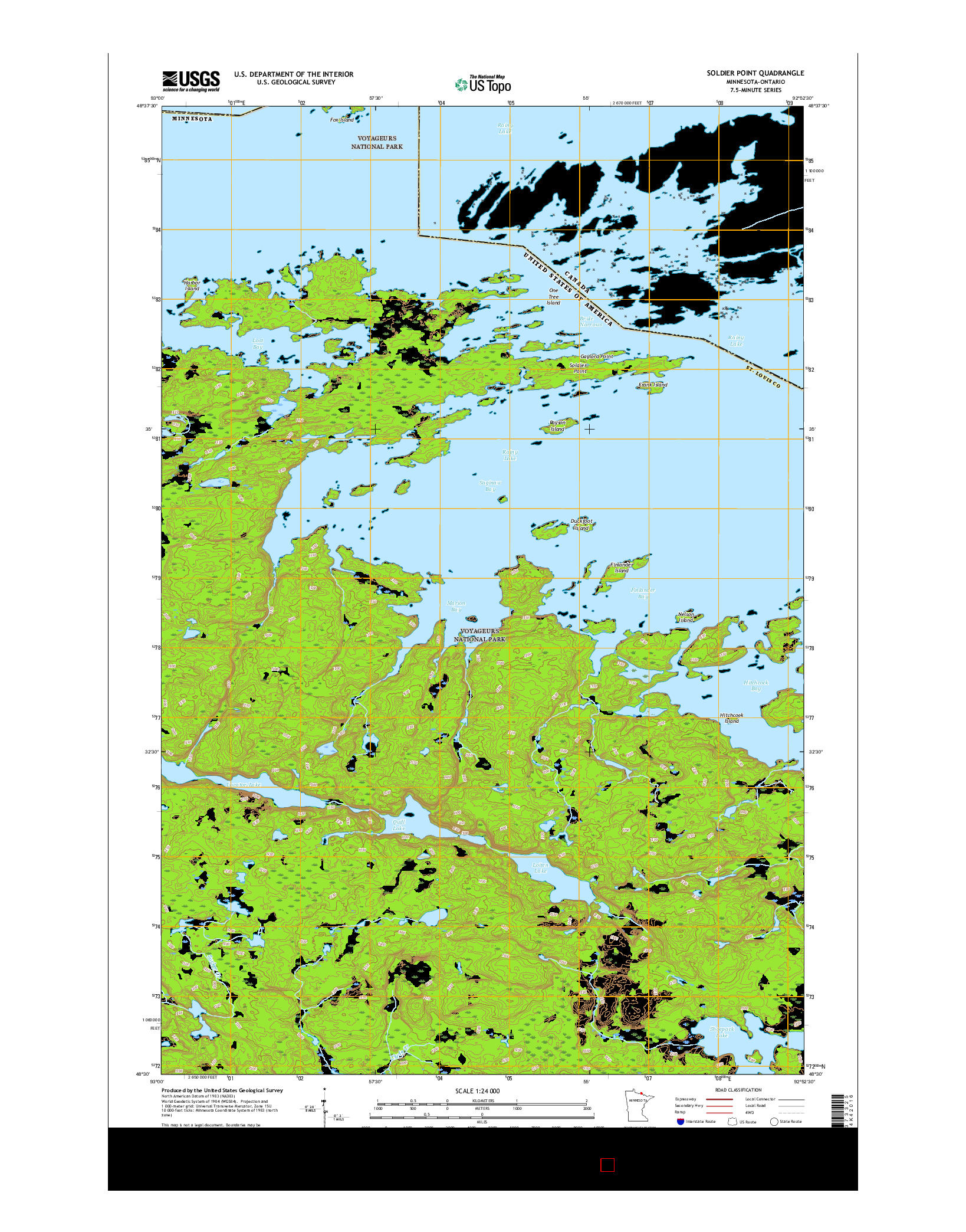 USGS US TOPO 7.5-MINUTE MAP FOR SOLDIER POINT, MN-ON 2016