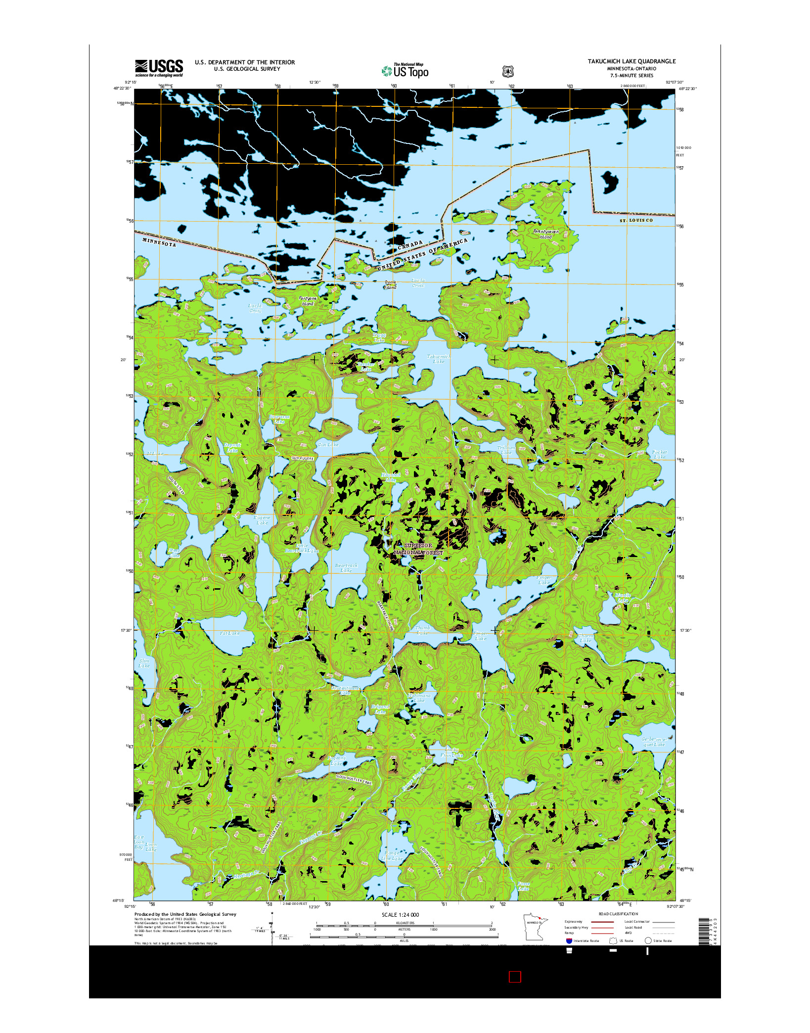 USGS US TOPO 7.5-MINUTE MAP FOR TAKUCMICH LAKE, MN-ON 2016