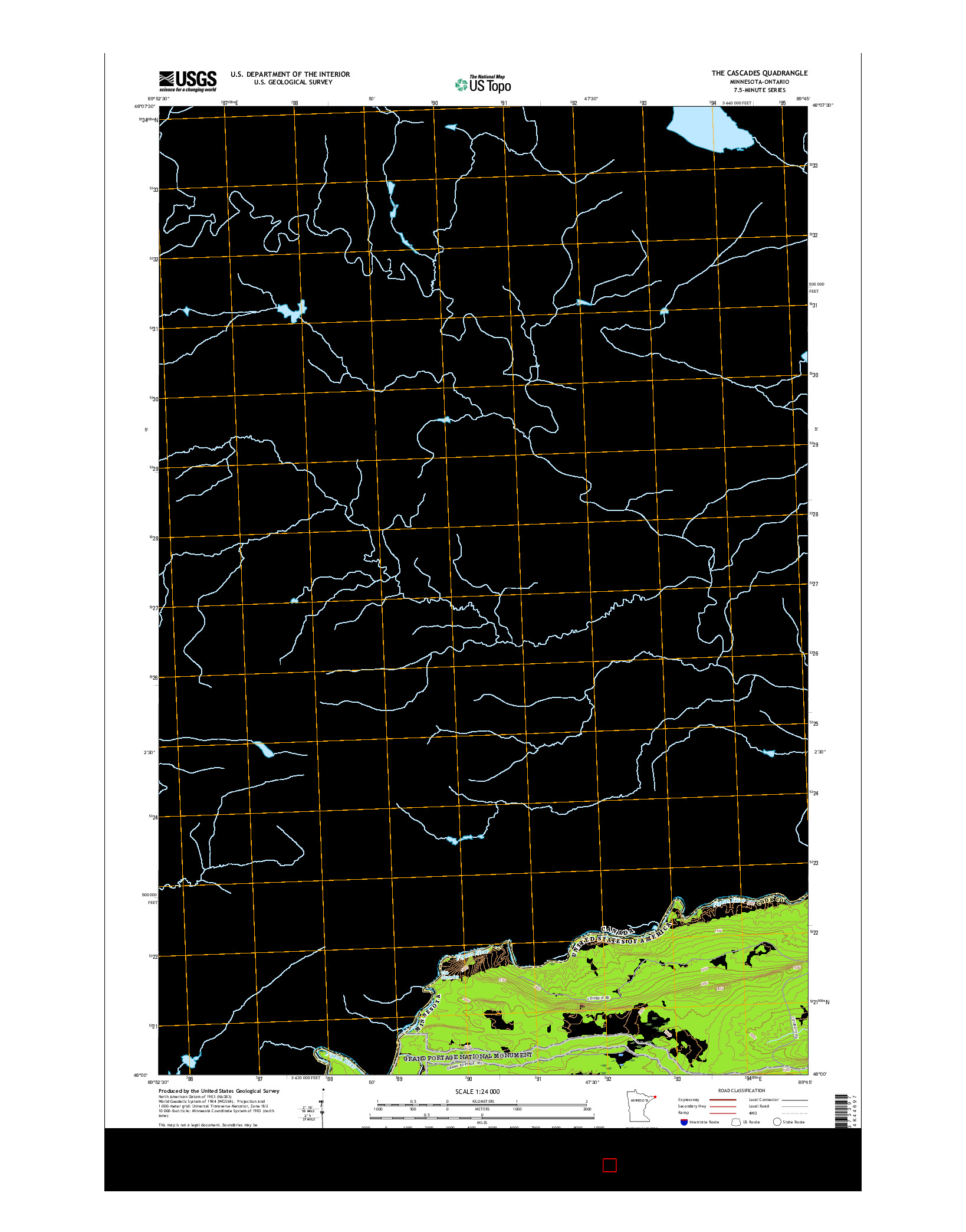 USGS US TOPO 7.5-MINUTE MAP FOR THE CASCADES, MN-ON 2016