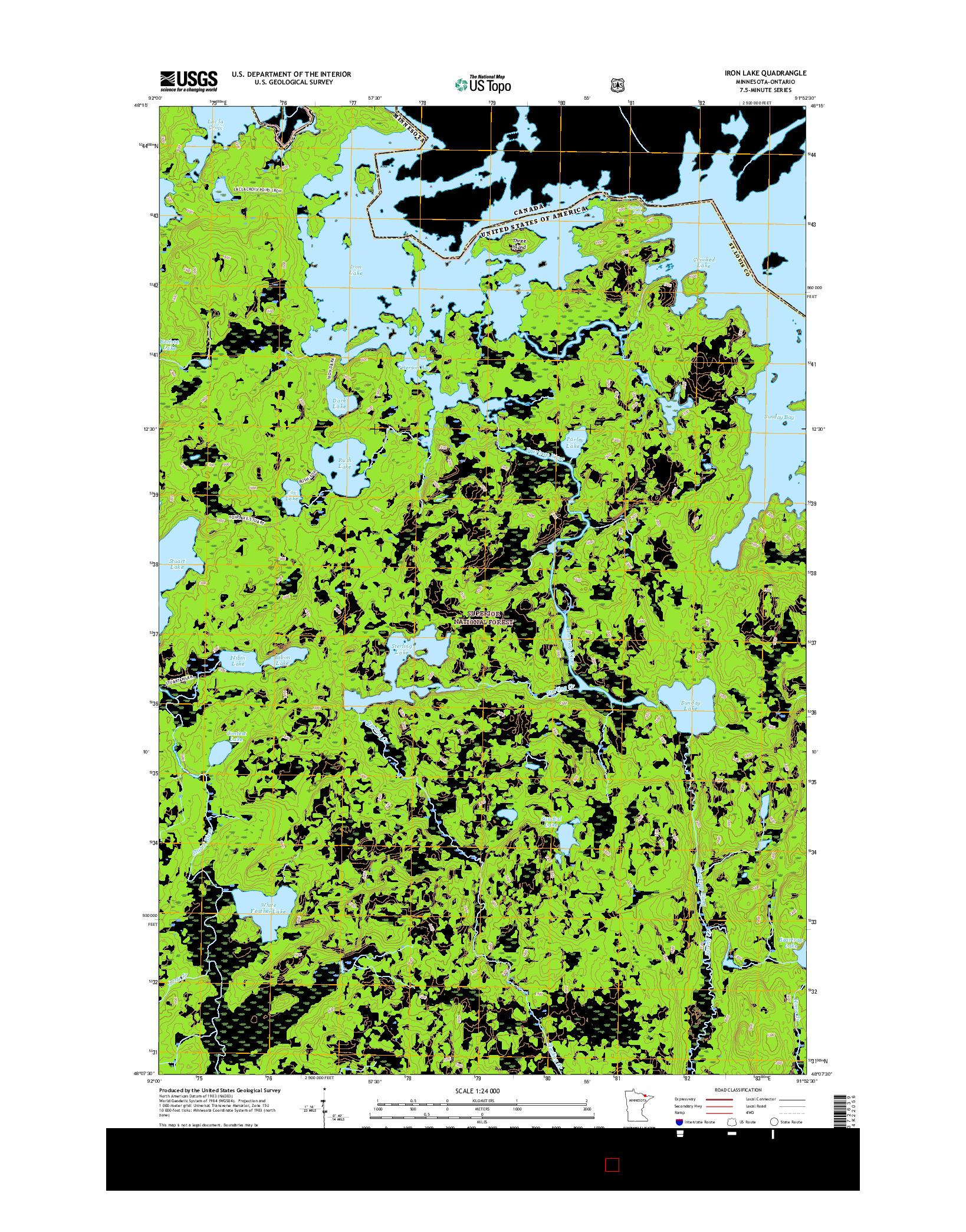 USGS US TOPO 7.5-MINUTE MAP FOR IRON LAKE, MN-ON 2016
