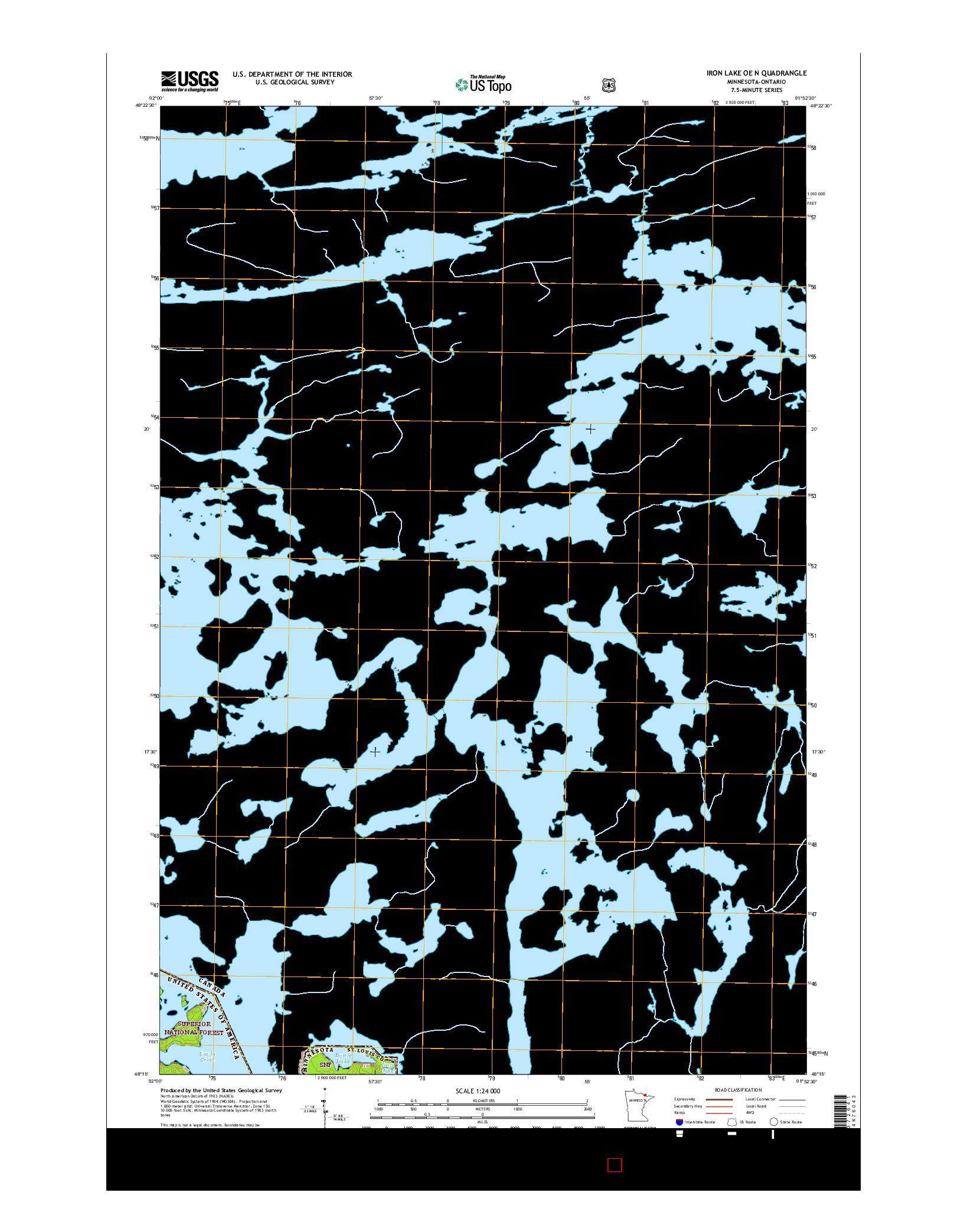 USGS US TOPO 7.5-MINUTE MAP FOR IRON LAKE OE N, MN-ON 2016