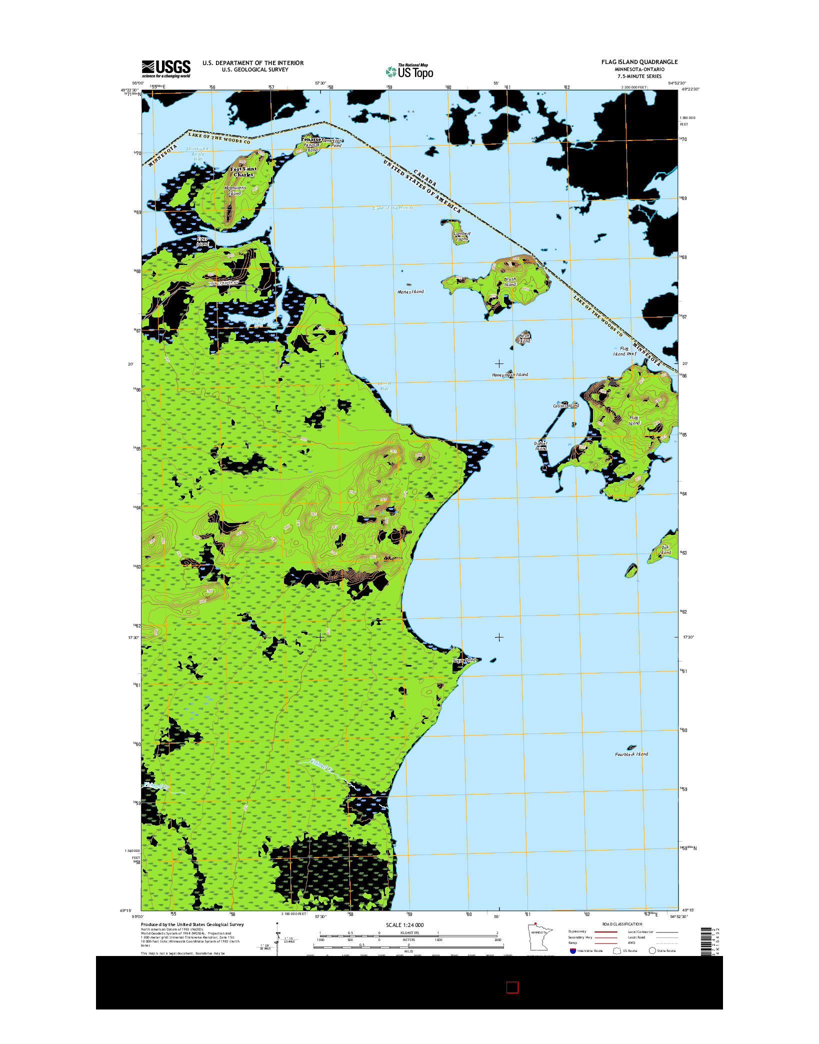 USGS US TOPO 7.5-MINUTE MAP FOR FLAG ISLAND, MN-ON 2016