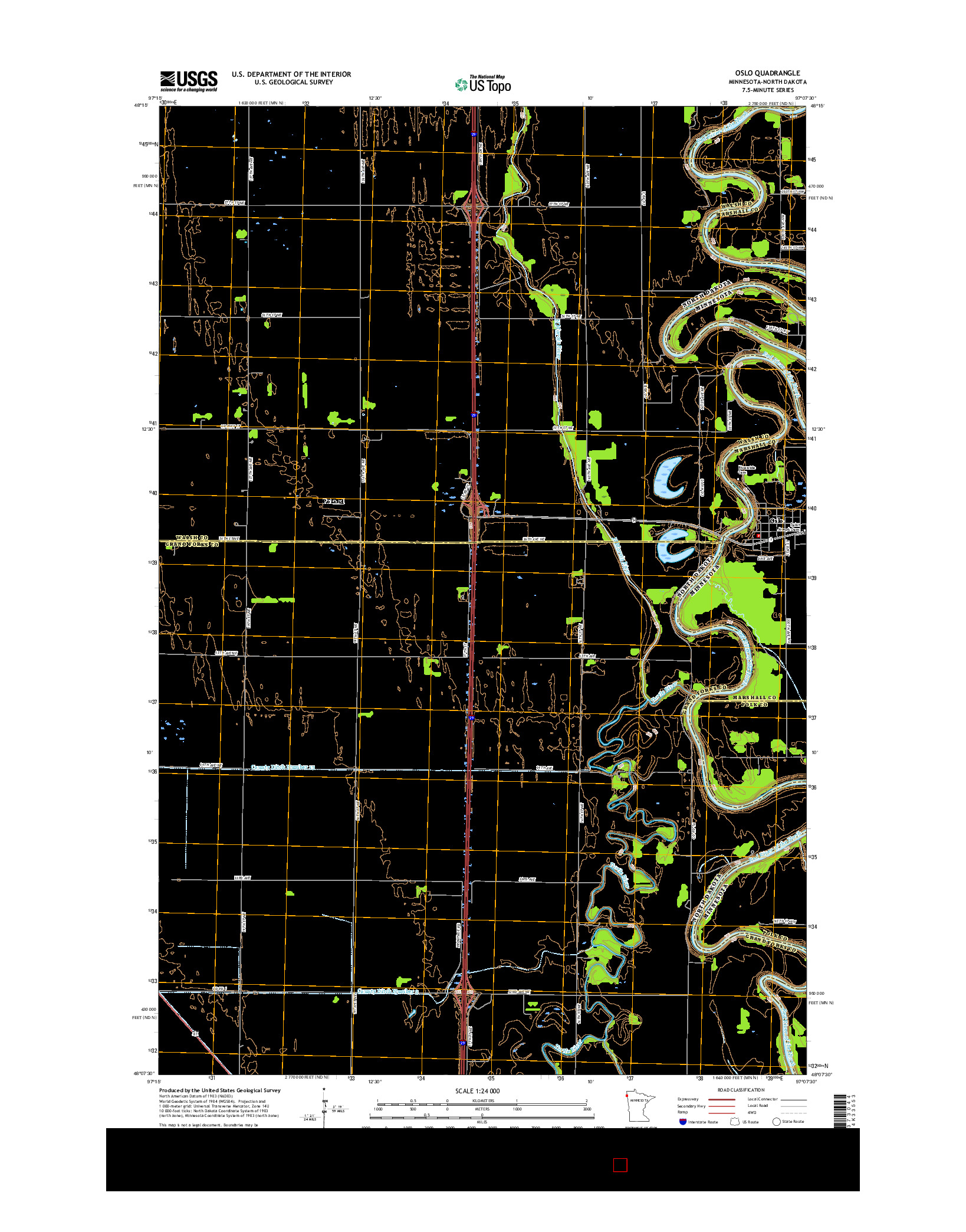 USGS US TOPO 7.5-MINUTE MAP FOR OSLO, MN-ND 2016