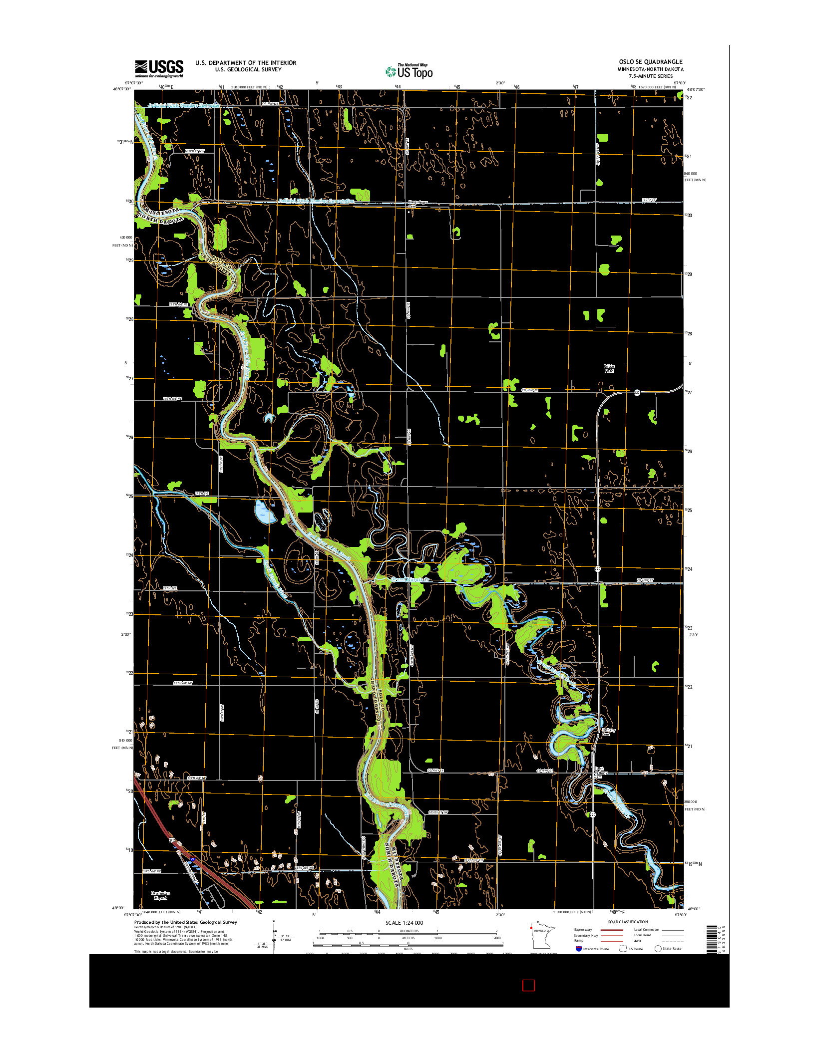 USGS US TOPO 7.5-MINUTE MAP FOR OSLO SE, MN-ND 2016
