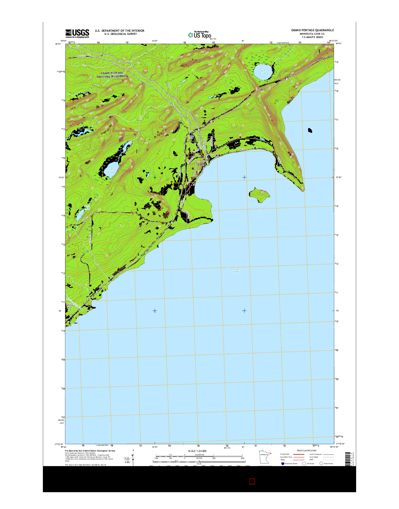 USGS US TOPO 7.5-MINUTE MAP FOR GRAND PORTAGE, MN 2016