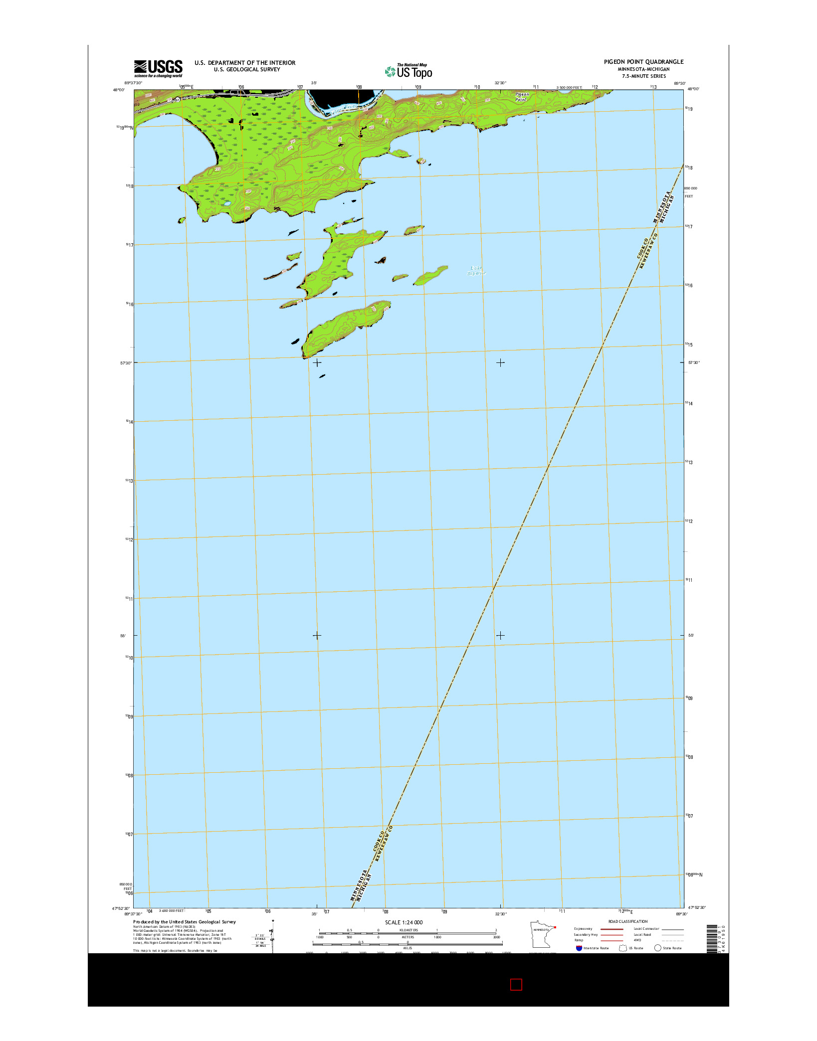 USGS US TOPO 7.5-MINUTE MAP FOR PIGEON POINT, MN-MI 2016