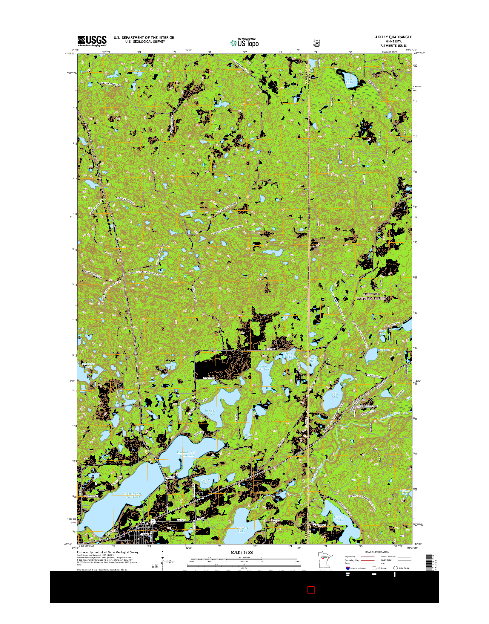USGS US TOPO 7.5-MINUTE MAP FOR AKELEY, MN 2016