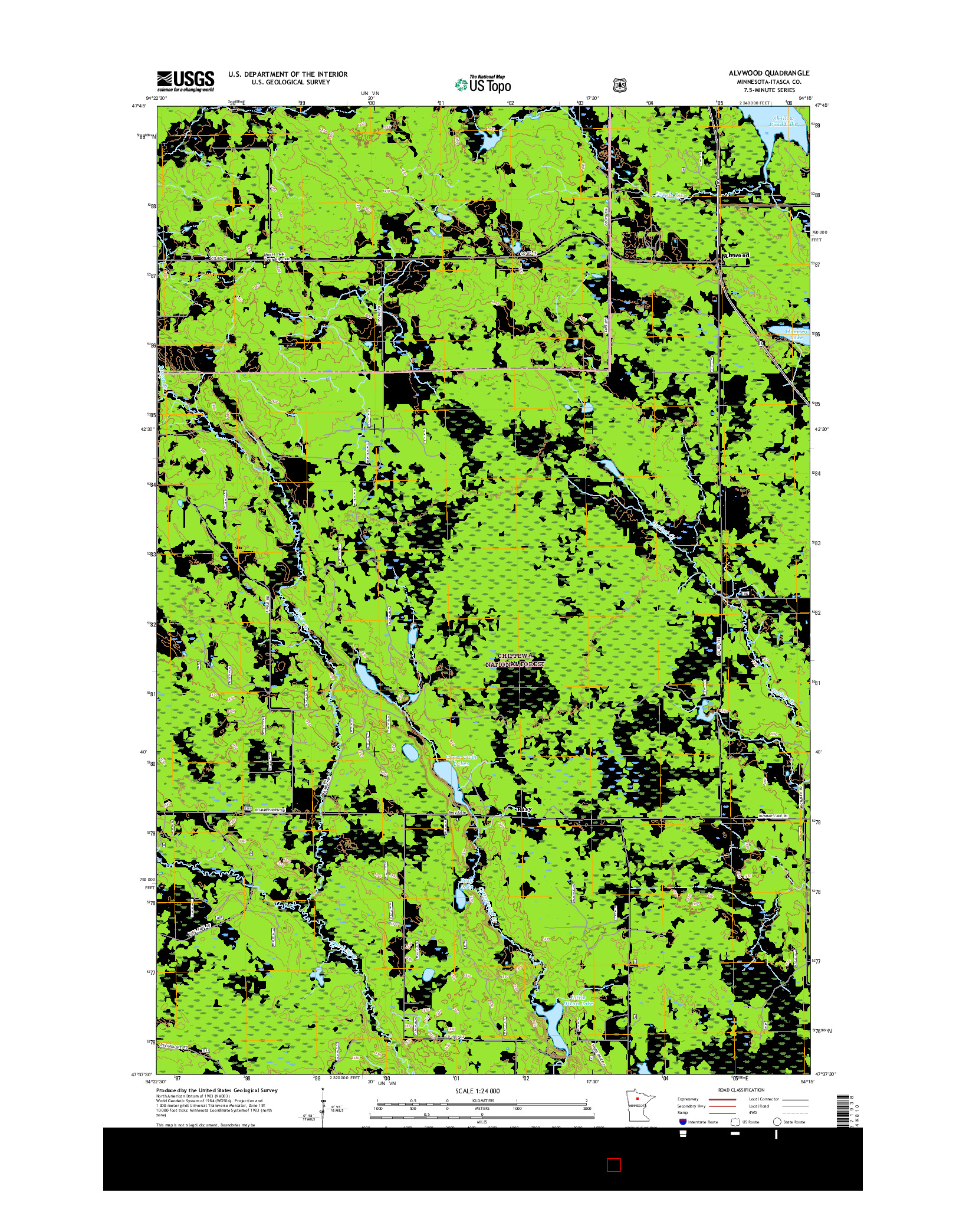 USGS US TOPO 7.5-MINUTE MAP FOR ALVWOOD, MN 2016