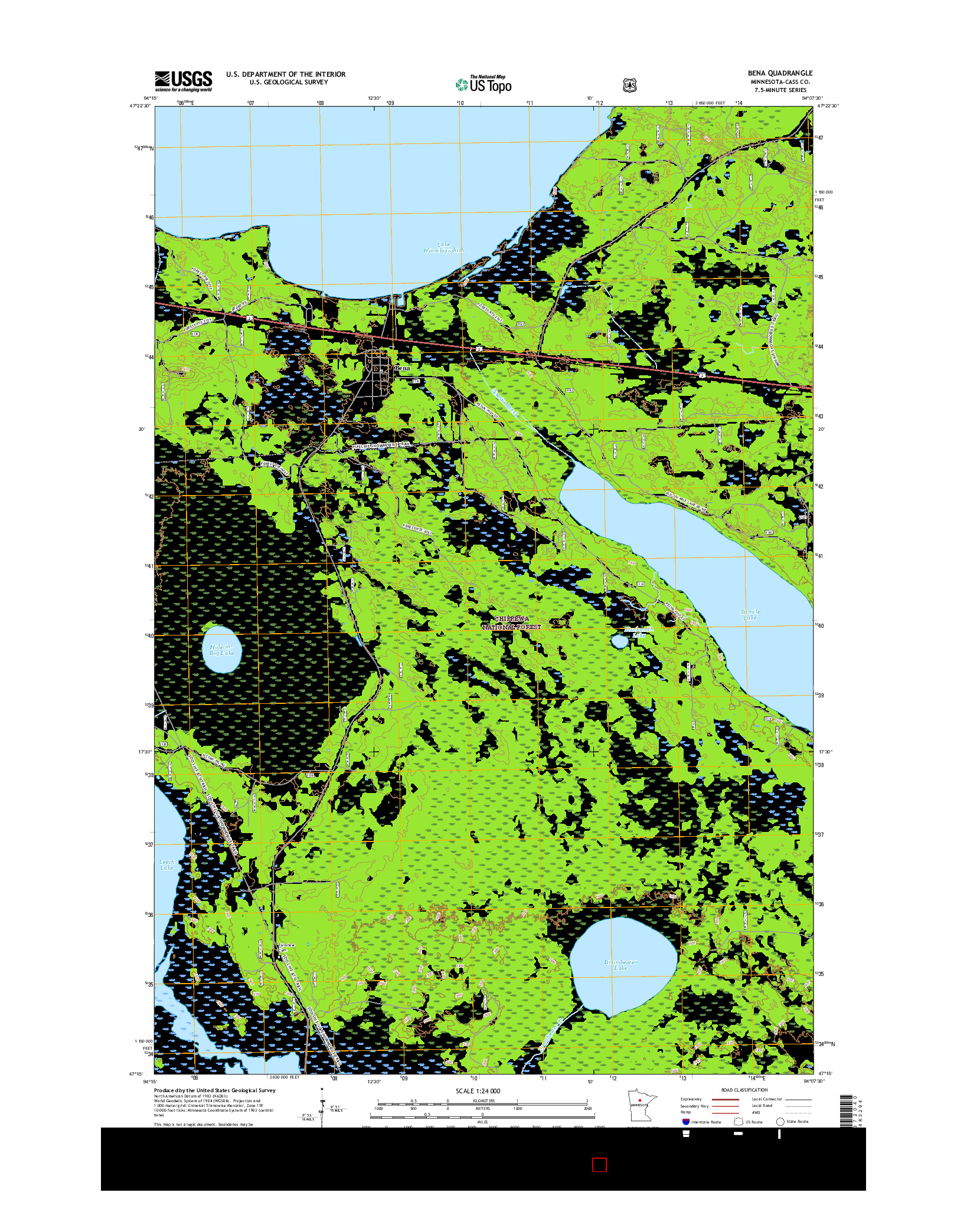 USGS US TOPO 7.5-MINUTE MAP FOR BENA, MN 2016