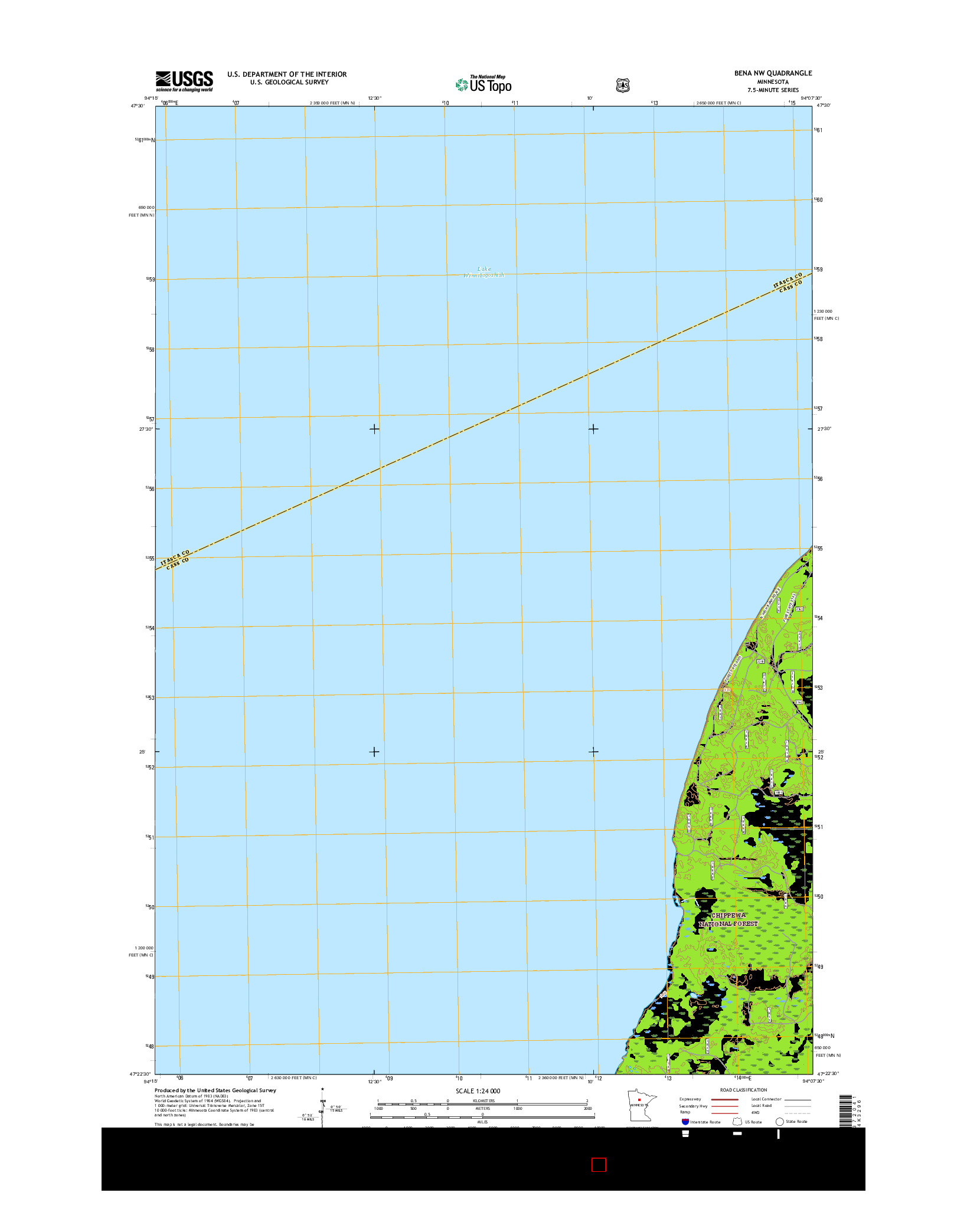 USGS US TOPO 7.5-MINUTE MAP FOR BENA NW, MN 2016