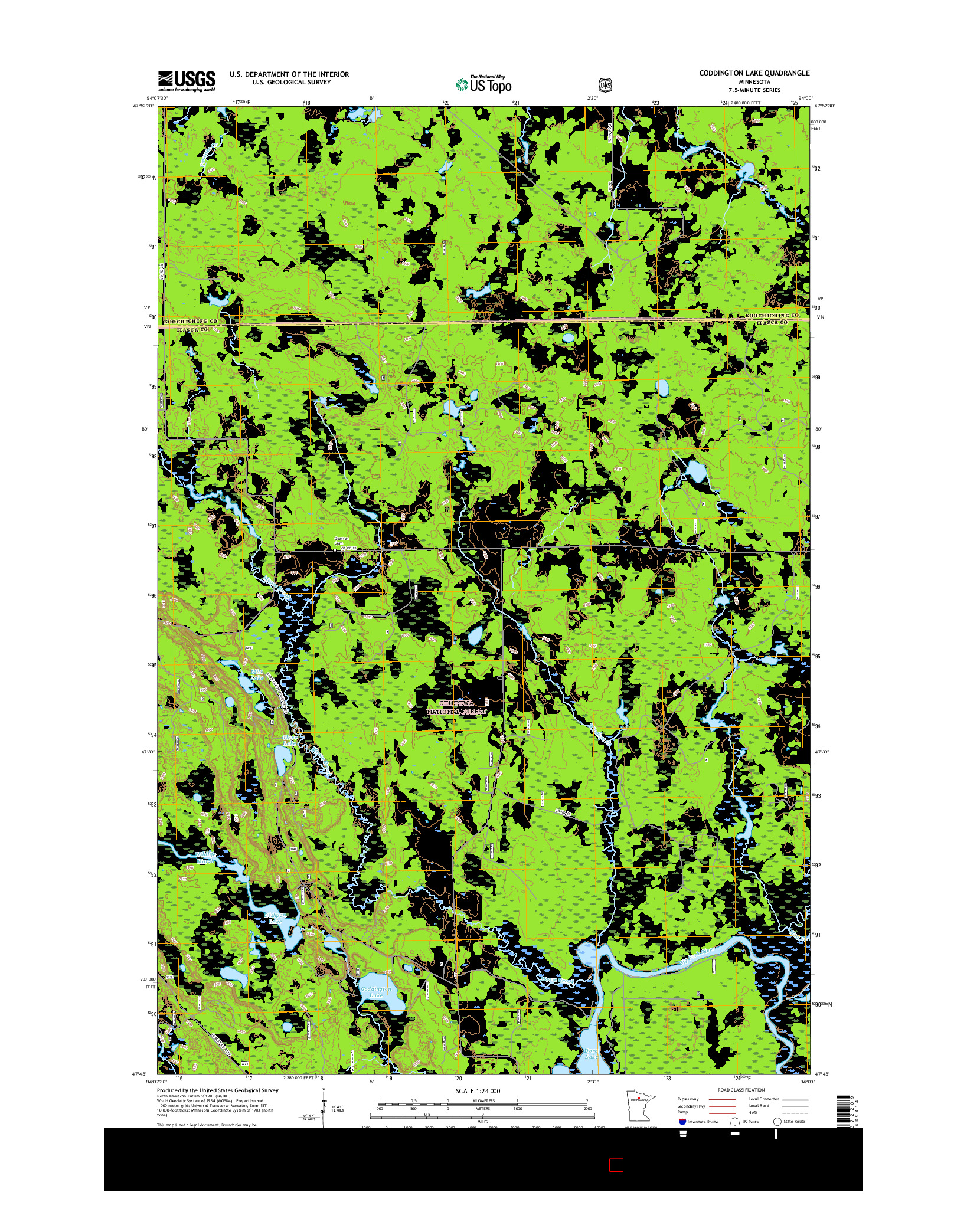 USGS US TOPO 7.5-MINUTE MAP FOR CODDINGTON LAKE, MN 2016