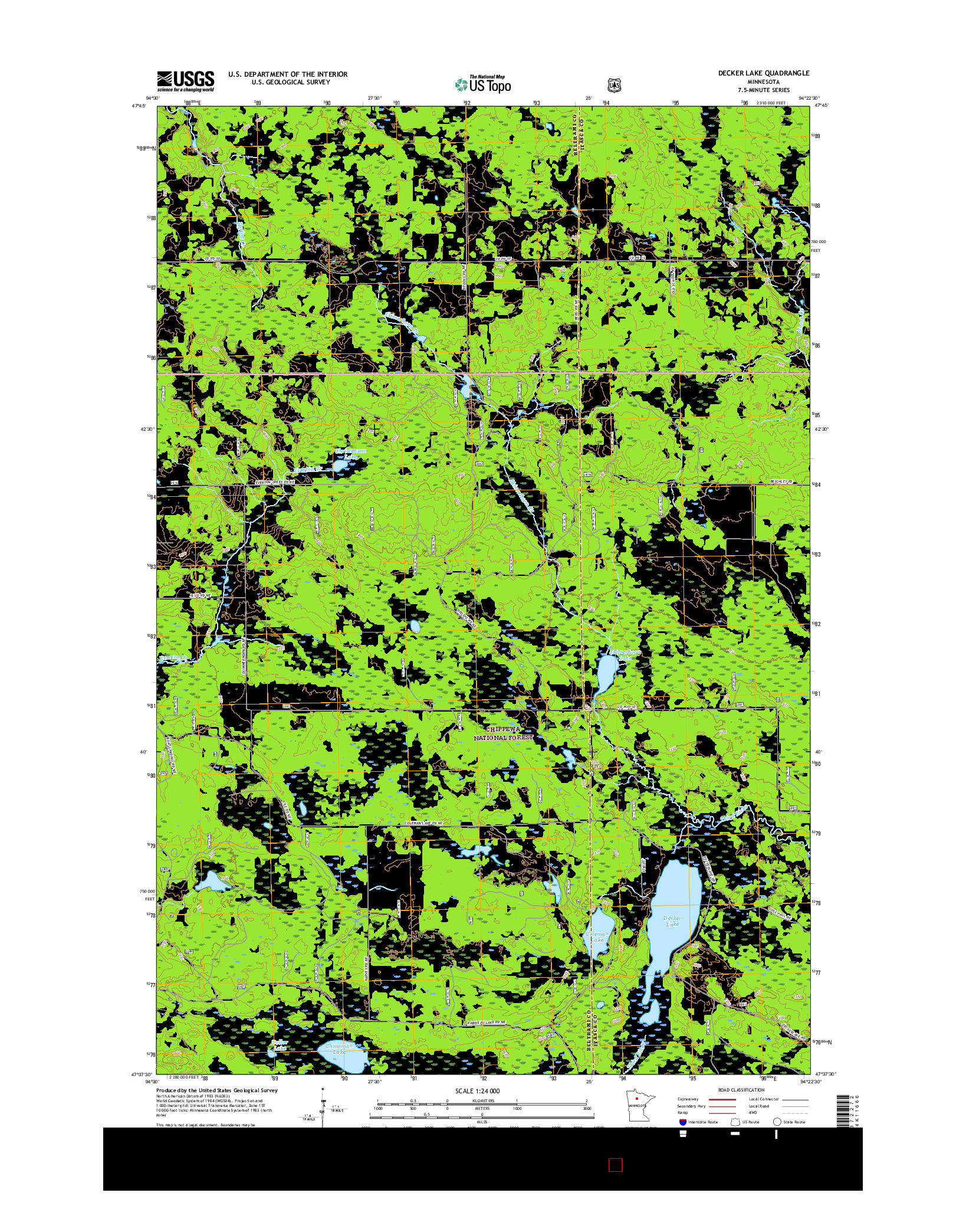 USGS US TOPO 7.5-MINUTE MAP FOR DECKER LAKE, MN 2016