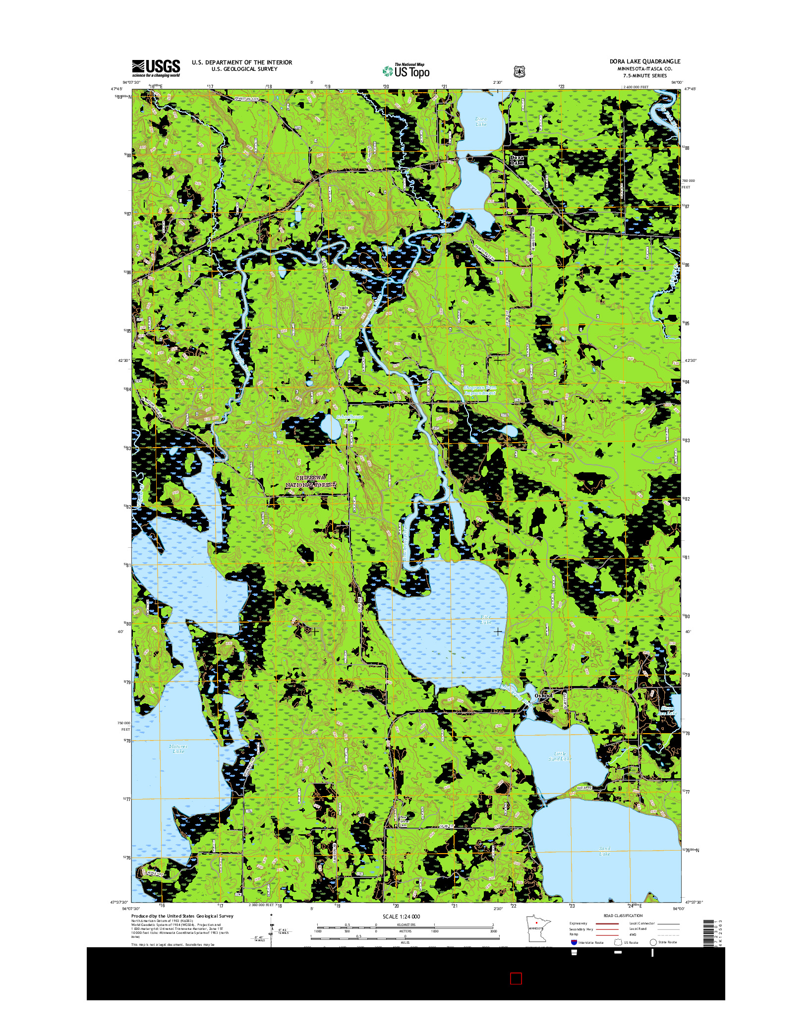 USGS US TOPO 7.5-MINUTE MAP FOR DORA LAKE, MN 2016