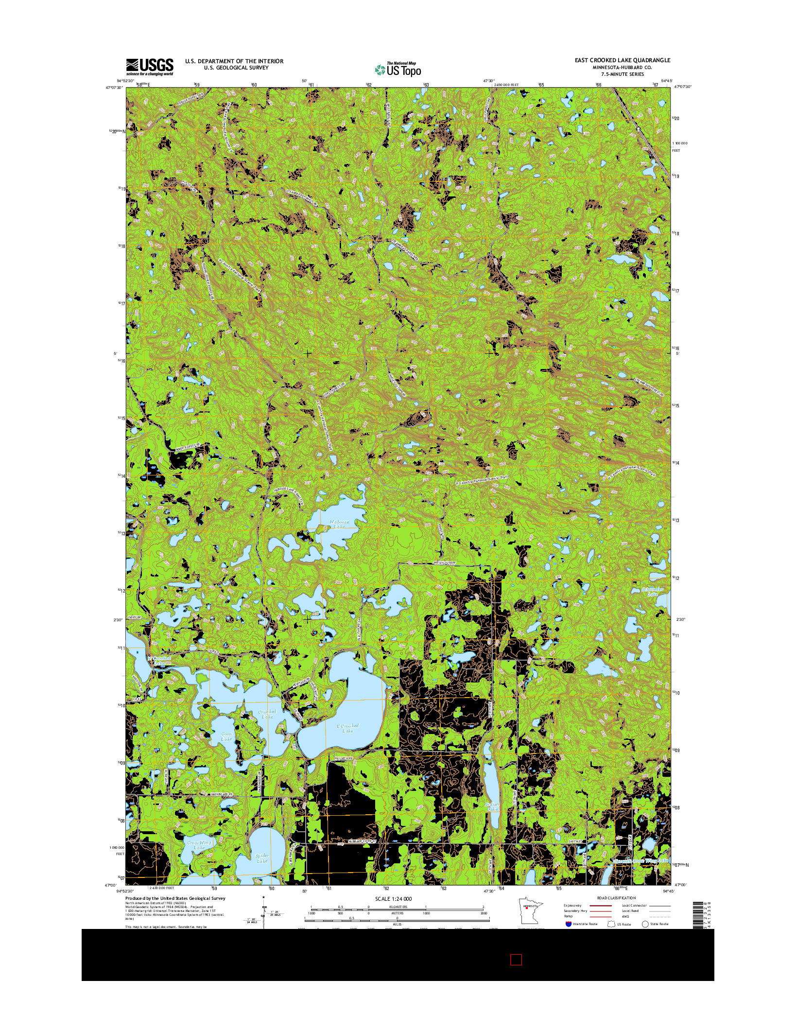 USGS US TOPO 7.5-MINUTE MAP FOR EAST CROOKED LAKE, MN 2016