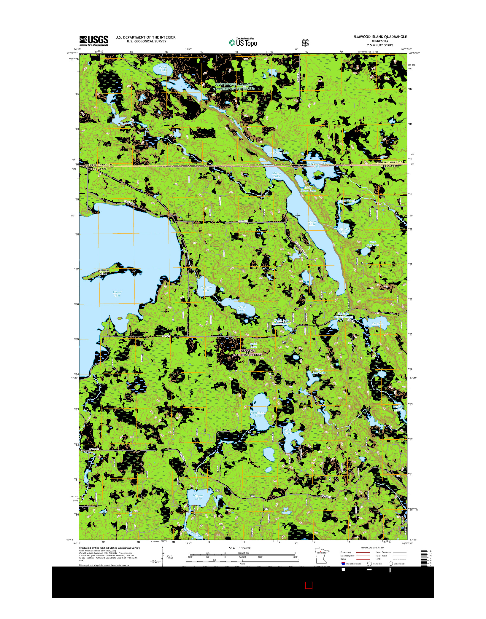 USGS US TOPO 7.5-MINUTE MAP FOR ELMWOOD ISLAND, MN 2016