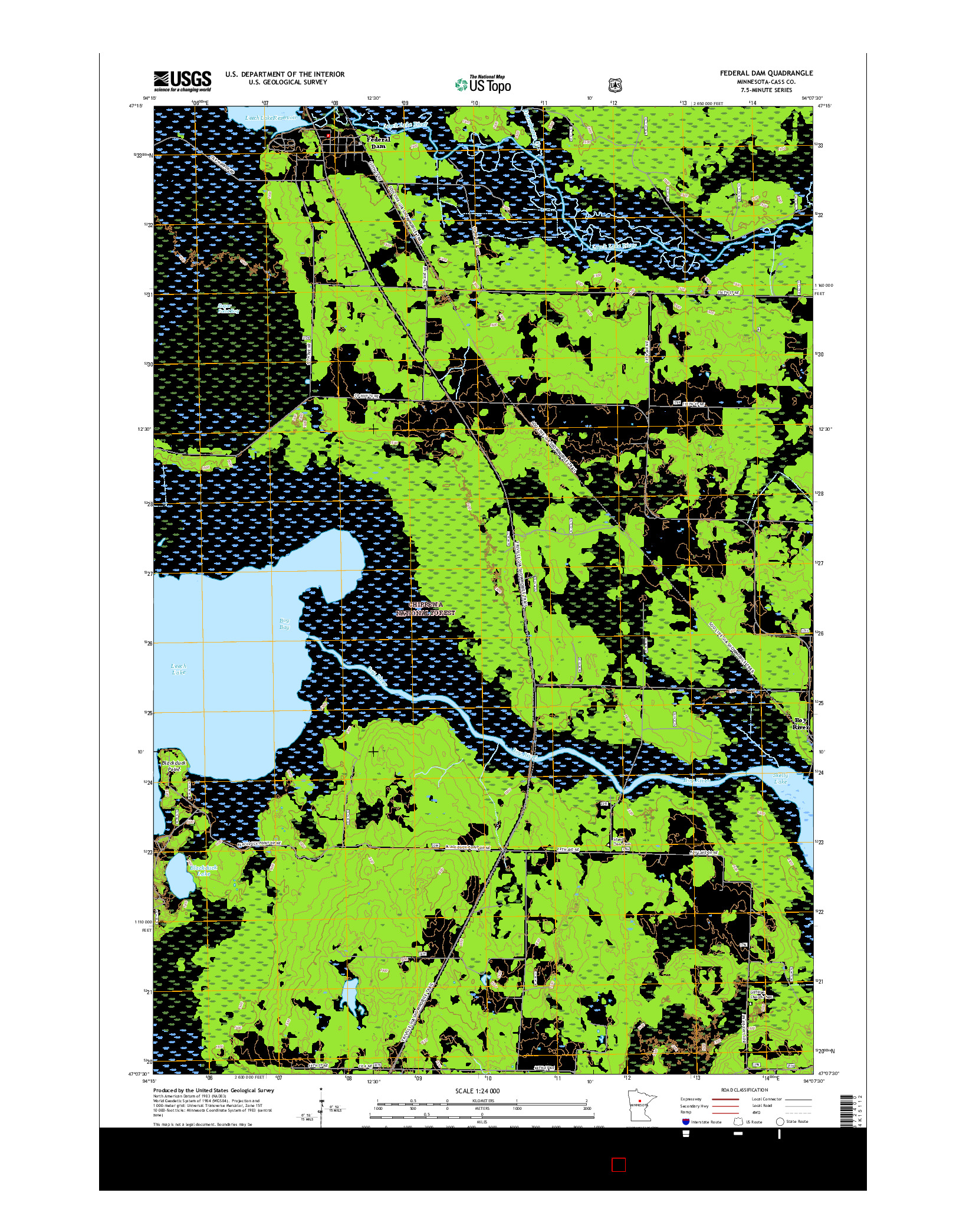 USGS US TOPO 7.5-MINUTE MAP FOR FEDERAL DAM, MN 2016