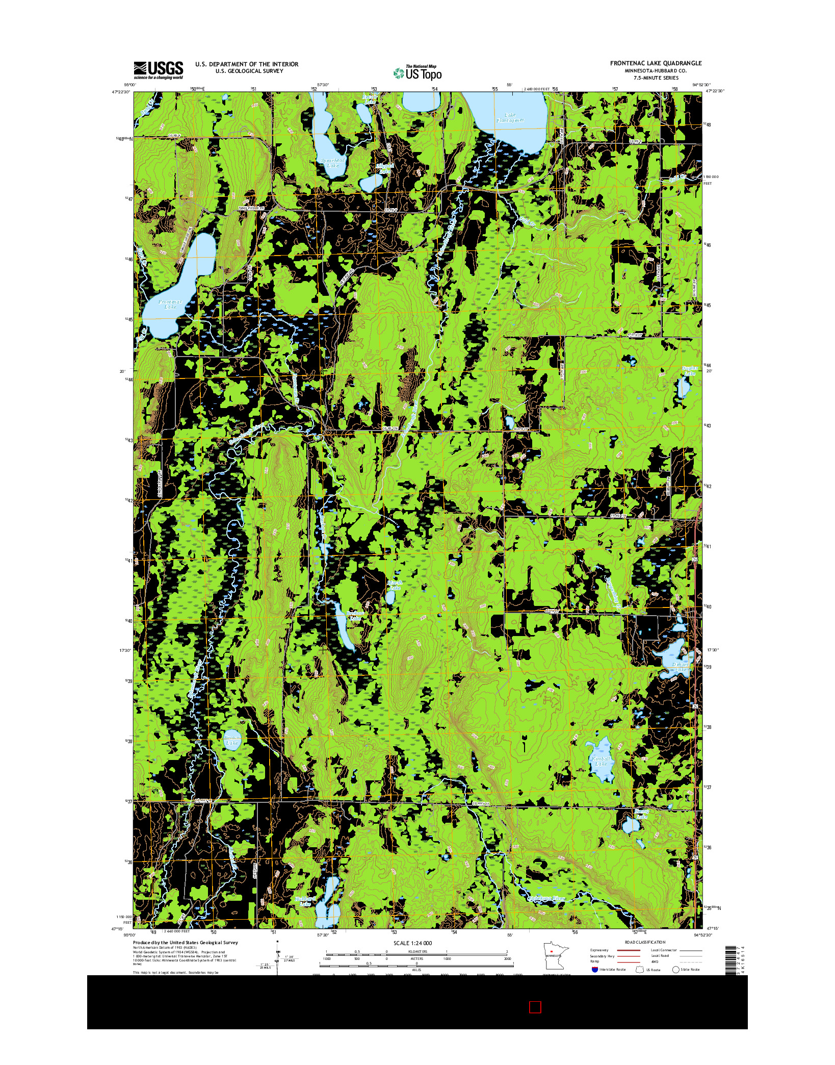 USGS US TOPO 7.5-MINUTE MAP FOR FRONTENAC LAKE, MN 2016