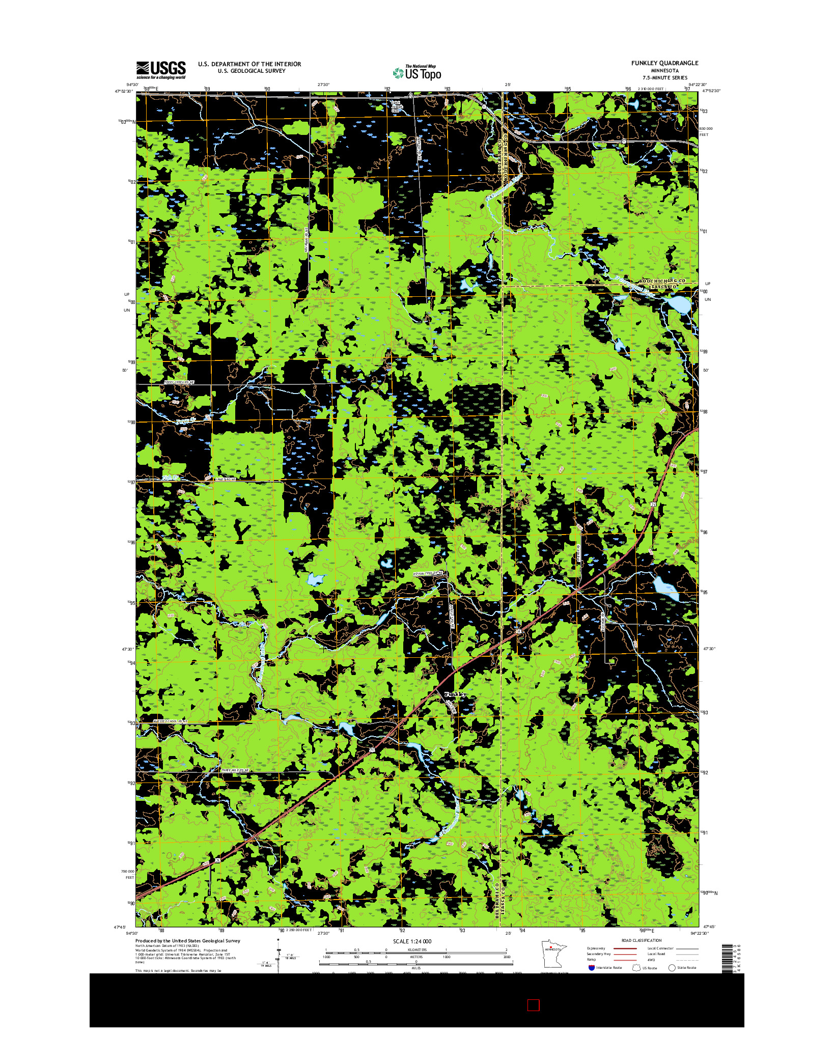 USGS US TOPO 7.5-MINUTE MAP FOR FUNKLEY, MN 2016