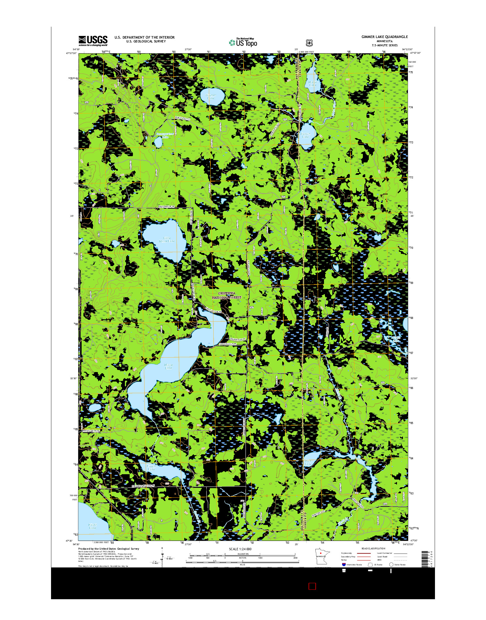 USGS US TOPO 7.5-MINUTE MAP FOR GIMMER LAKE, MN 2016
