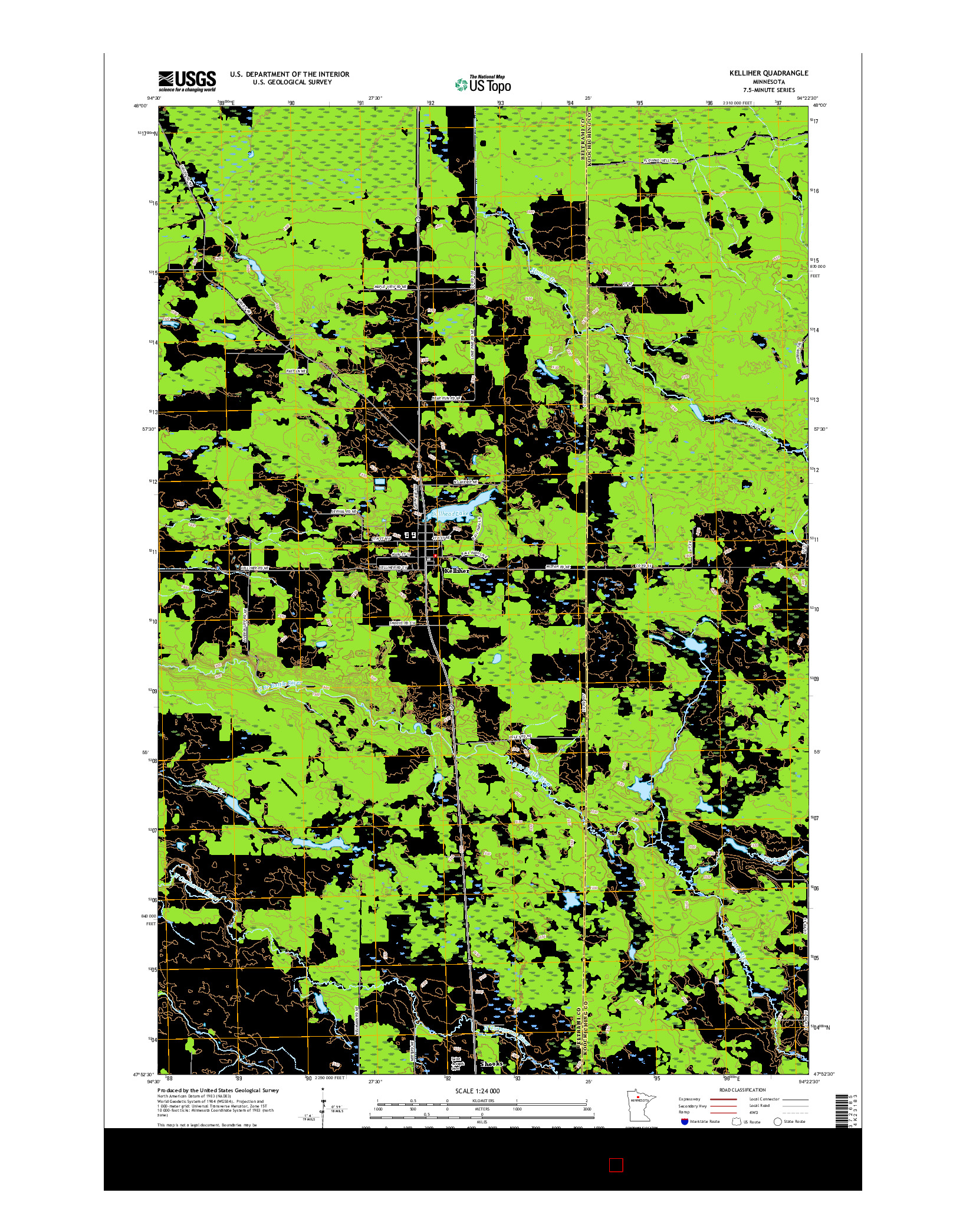 USGS US TOPO 7.5-MINUTE MAP FOR KELLIHER, MN 2016