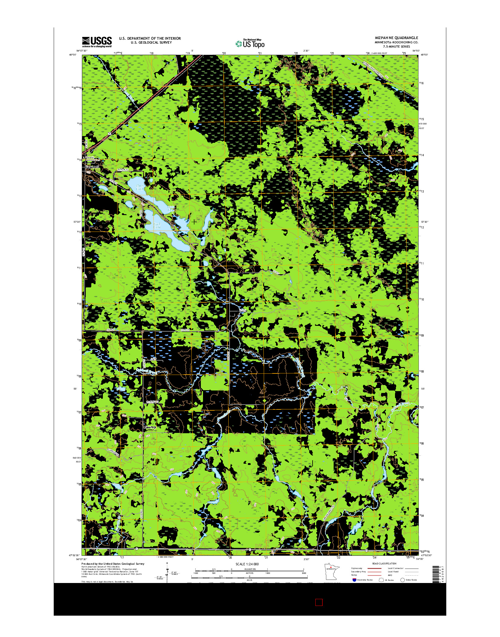 USGS US TOPO 7.5-MINUTE MAP FOR MIZPAH NE, MN 2016