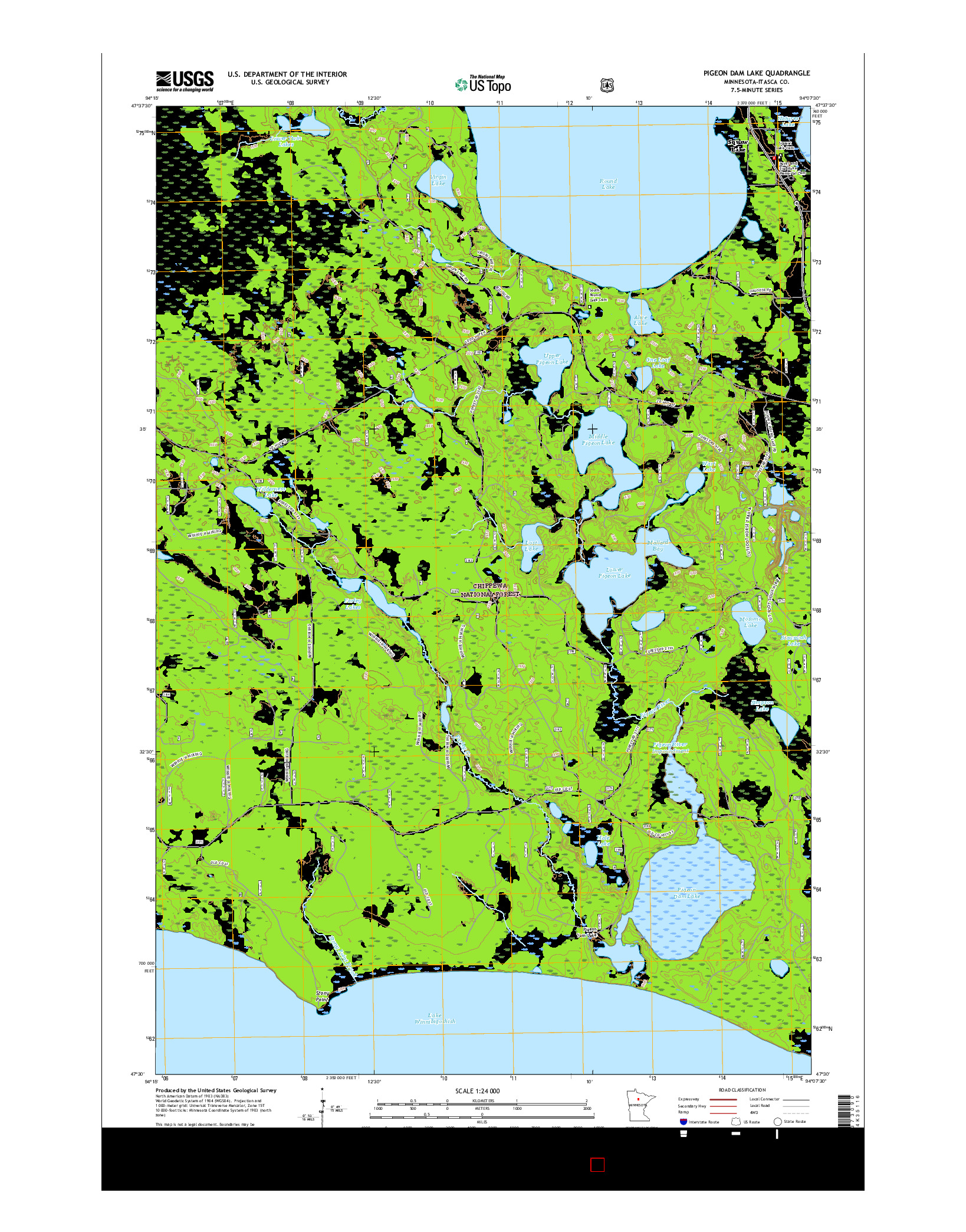 USGS US TOPO 7.5-MINUTE MAP FOR PIGEON DAM LAKE, MN 2016