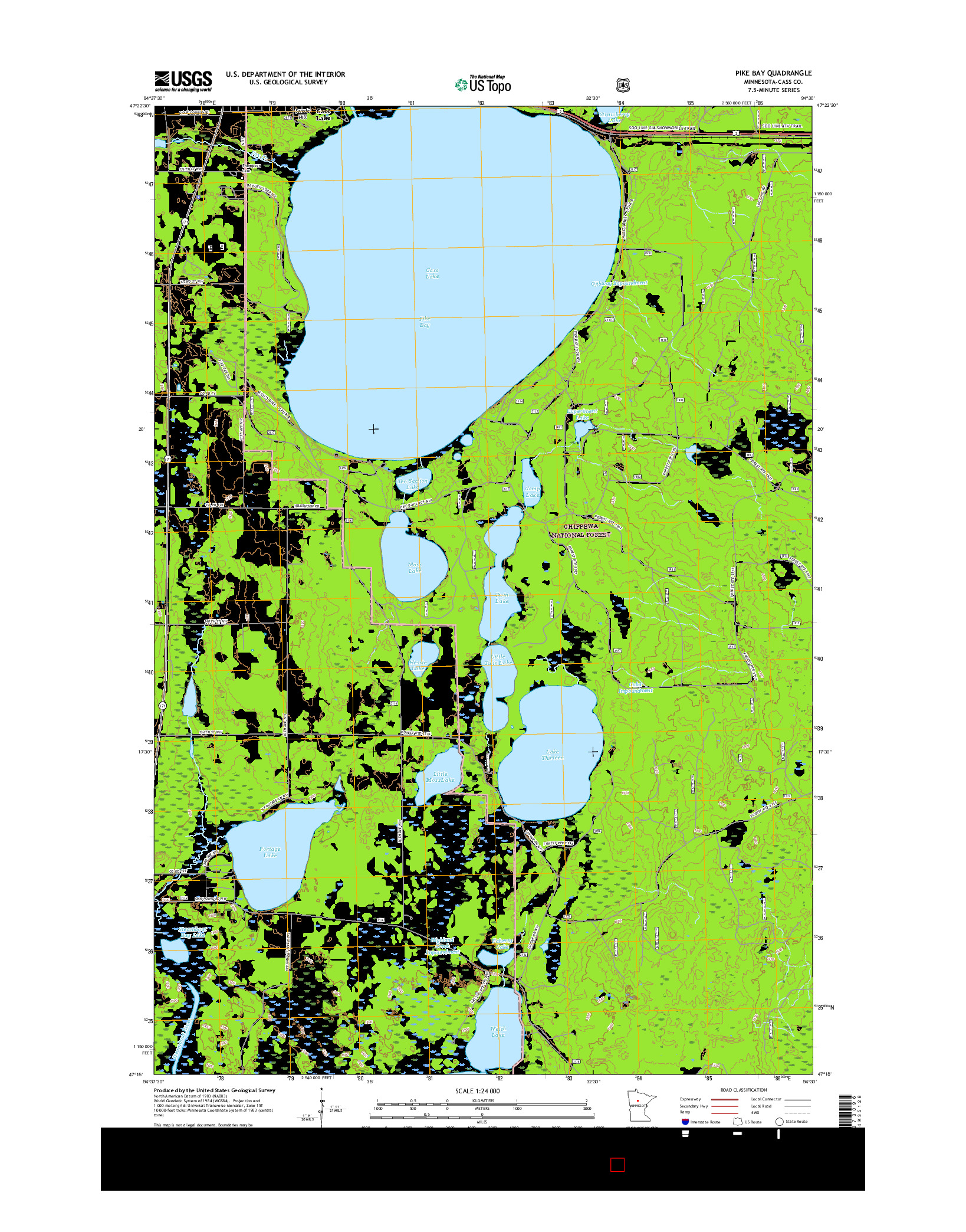 USGS US TOPO 7.5-MINUTE MAP FOR PIKE BAY, MN 2016