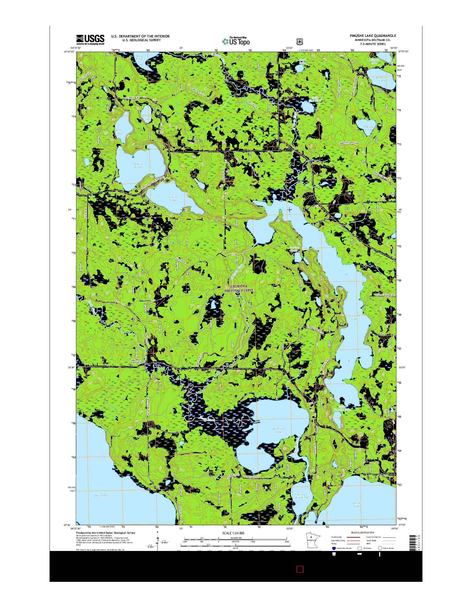 USGS US TOPO 7.5-MINUTE MAP FOR PIMUSHE LAKE, MN 2016